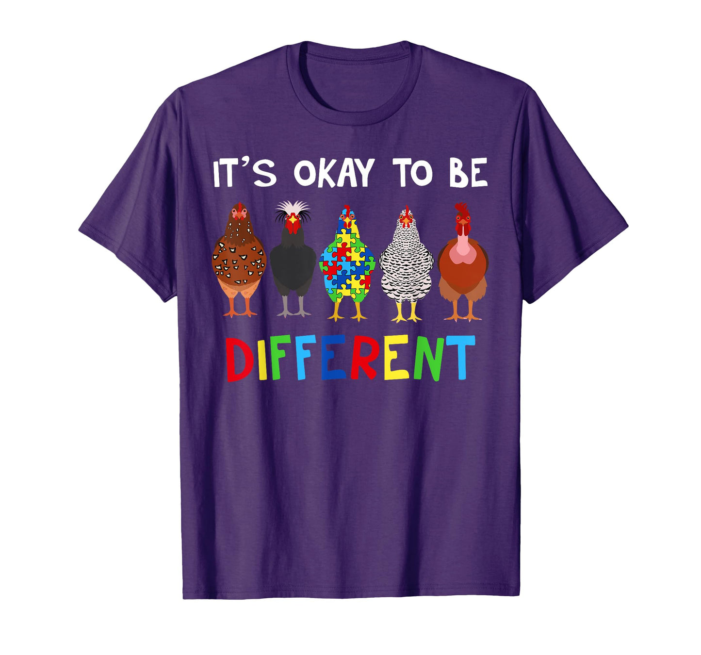 It's OK To Be Different Cute Puzzle Chicken Autism Awareness T-Shirt