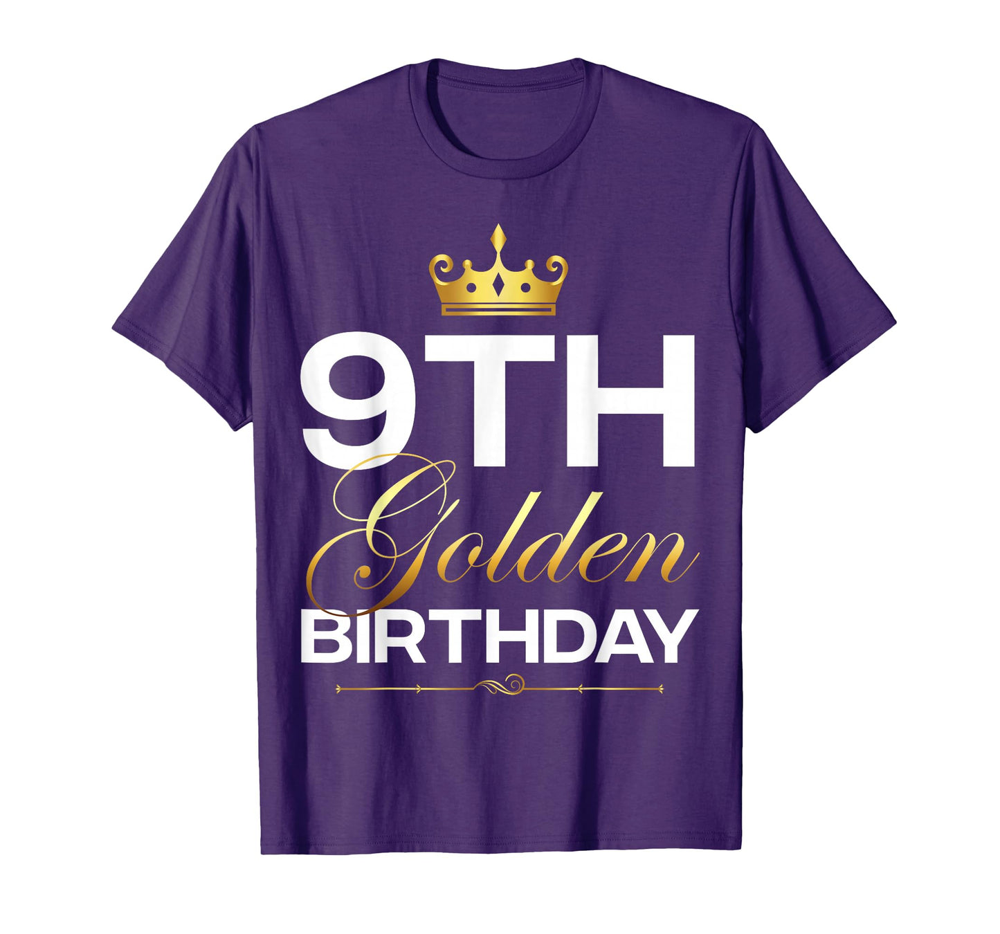 9th B-Day Golden Birthday Age Crown 9 Year Old Birthday T-Shirt