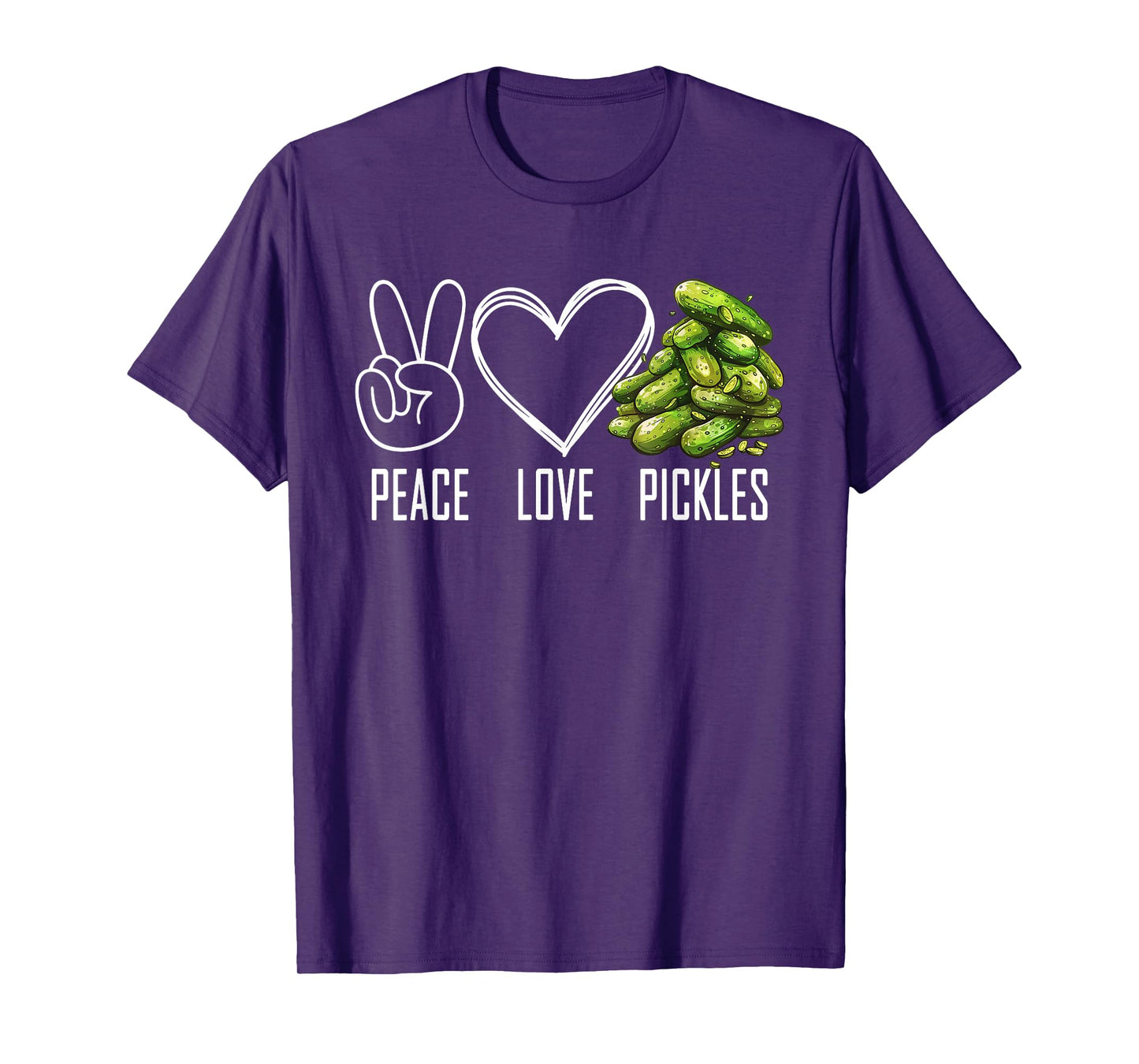 Peace Love Pickles Retro Pickles Lover Cucumber Funny Vegan T-Shirt