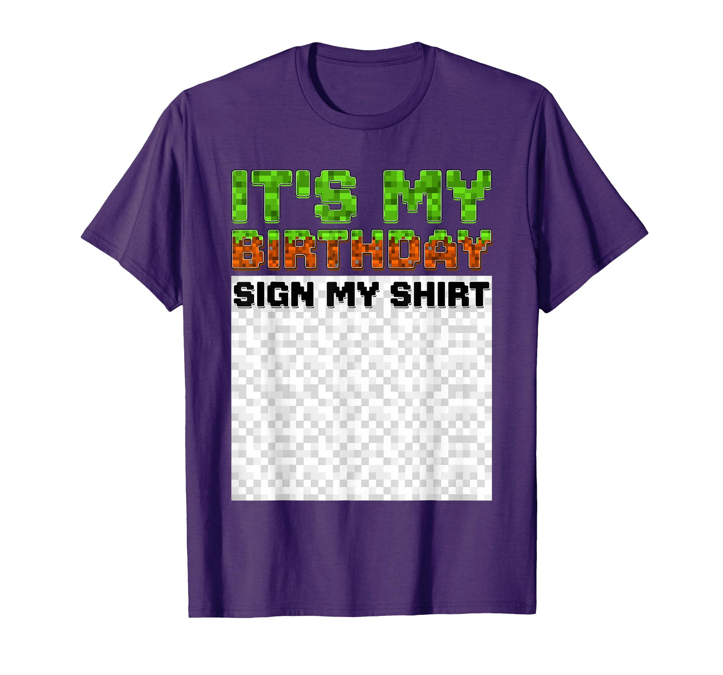 Birthday Boy Kids It's My Birthday Sign My Shirt Pixel Gamer T-Shirt