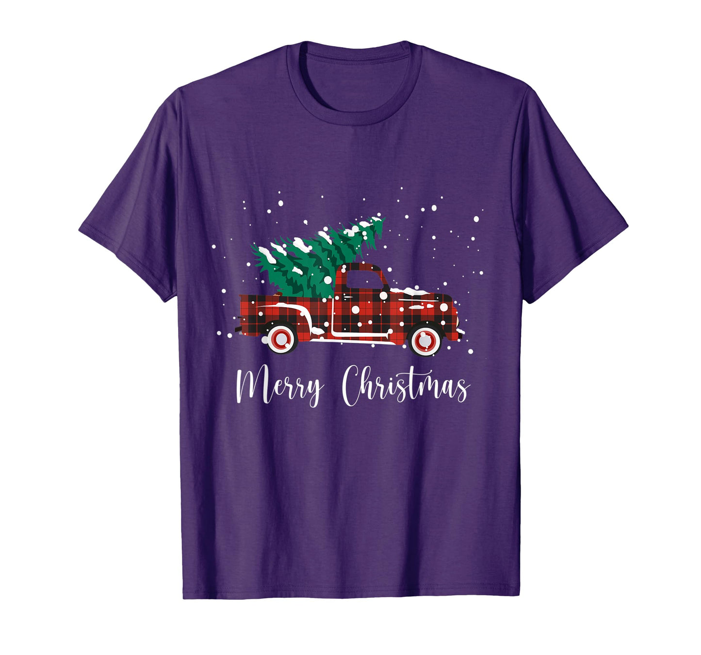 Merry Christmas Buffalo Truck Tree Red Plaid T-Shirt