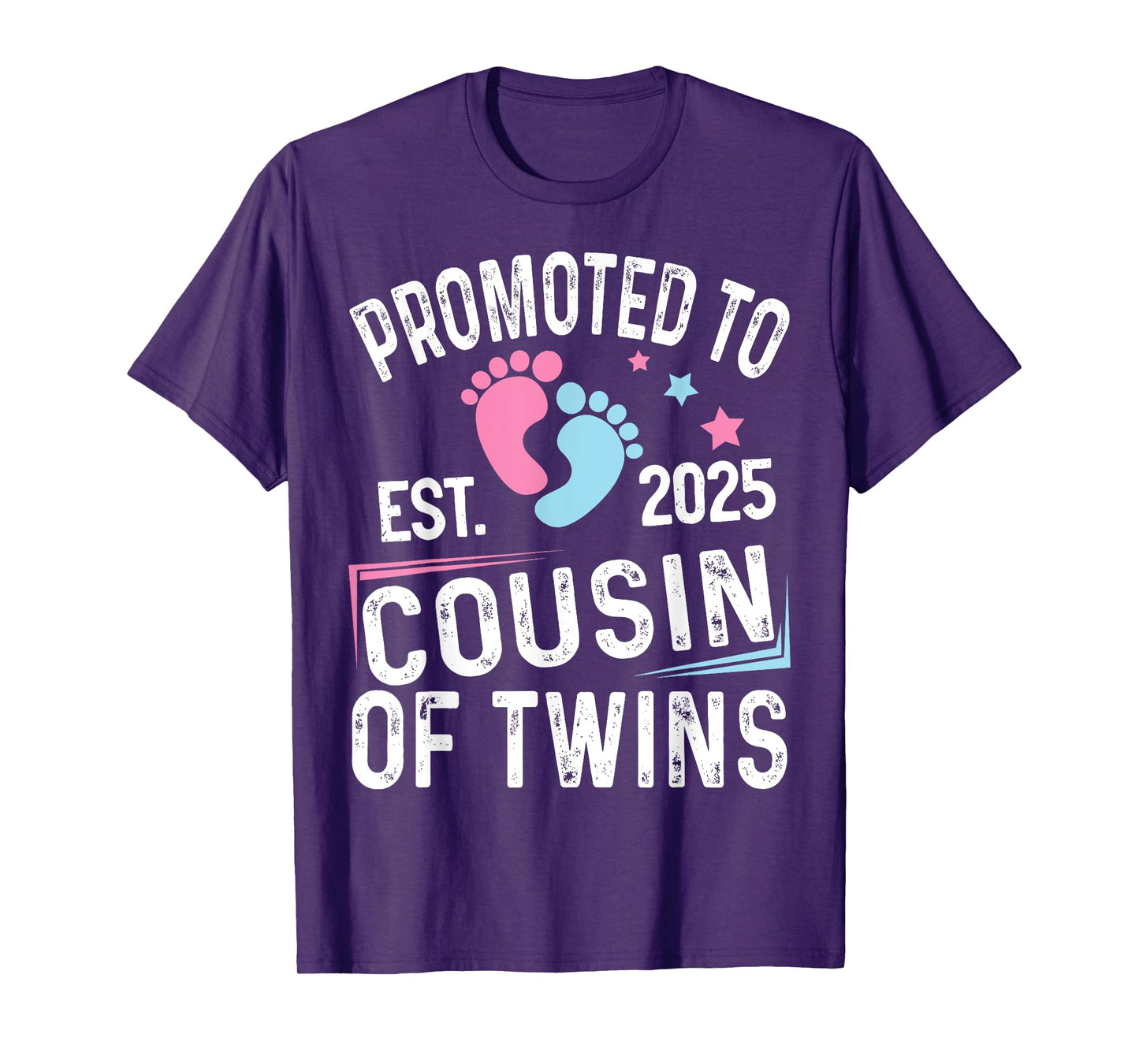 Promoted To Cousin Of Twins Est 2025 Baby Shower T-Shirt