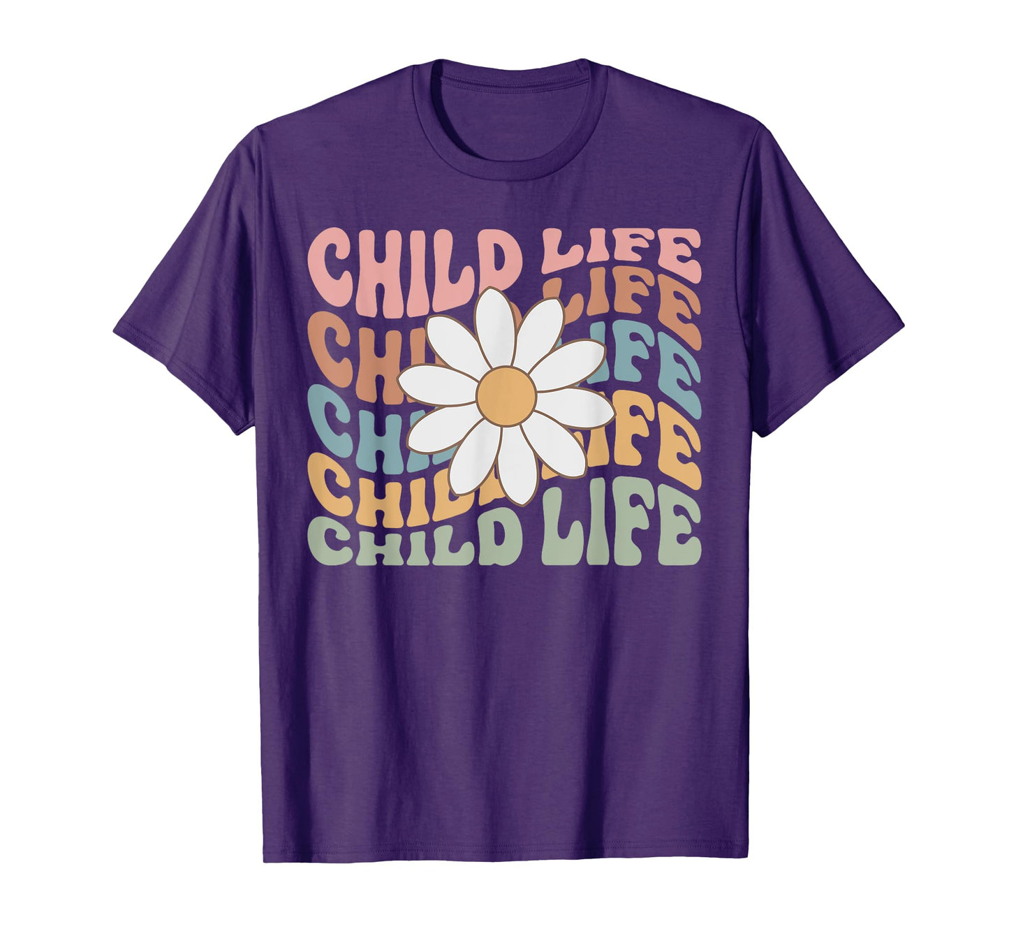 Women Groovy Child Life Daisy Flower Child Life Specialist T-Shirt