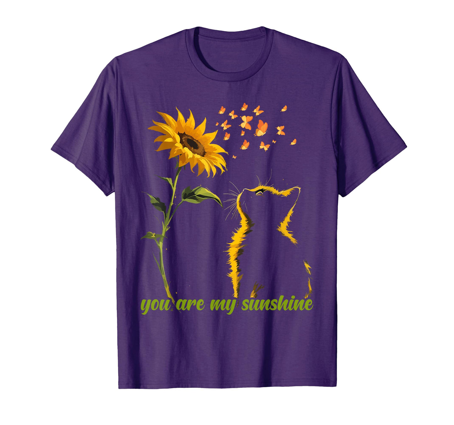 Sitting Yellow Kitten Sunflower Fragrance Butterfly T-Shirt