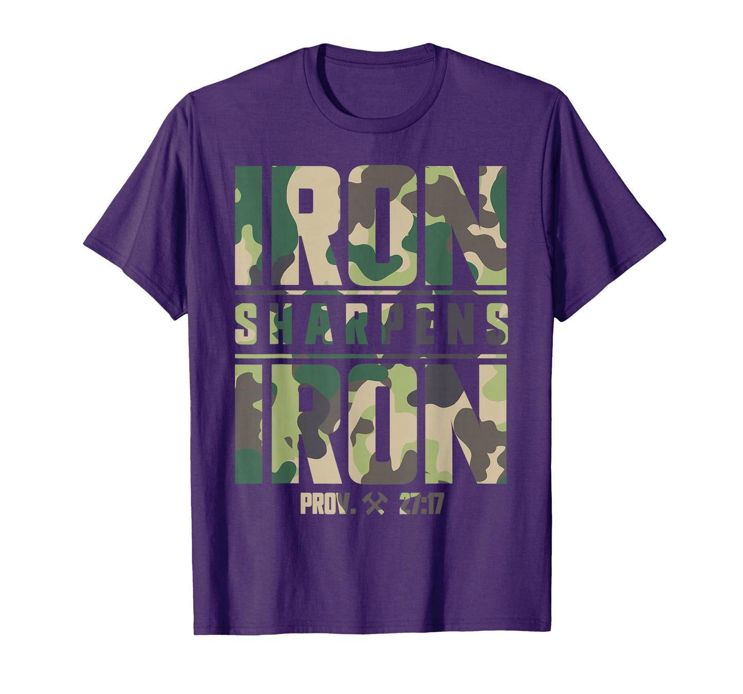 Camouflage Pattern Iron Sharpens Iron Camo Christian Men T-Shirt