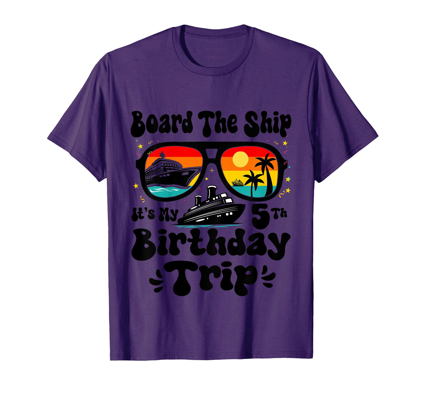 Kids Board The Ship It's My 5th Birthday 5 Years Old Cruise Boys T-Shirt