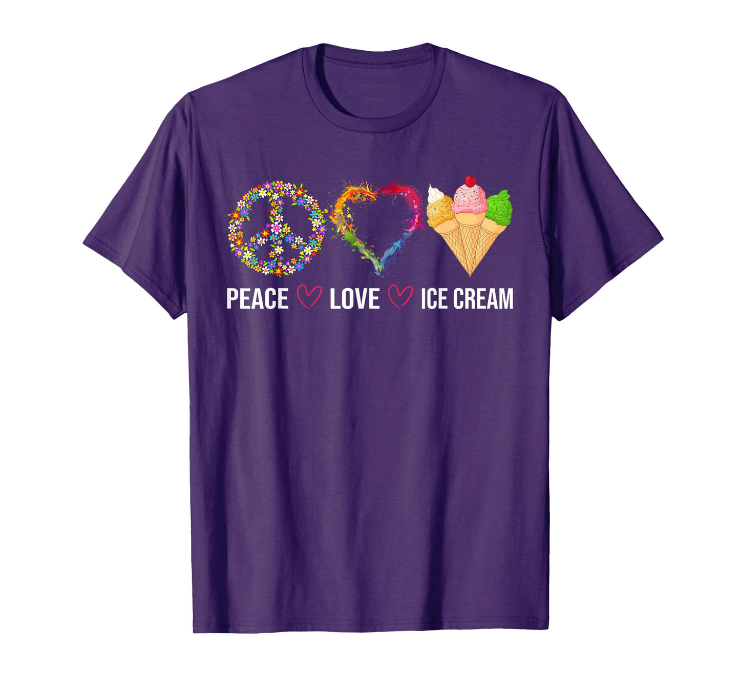 Peace Love Ice Cream Cute for Girls Teens Women T-Shirt