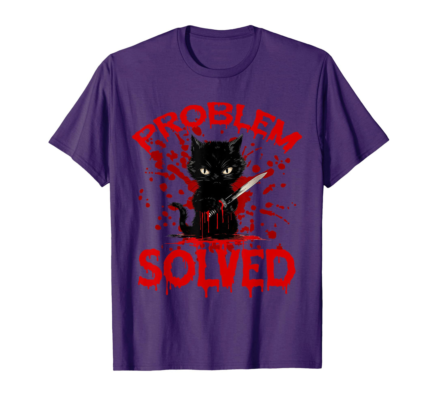 Problem Solved Black cat T-Shirt for Men Women
