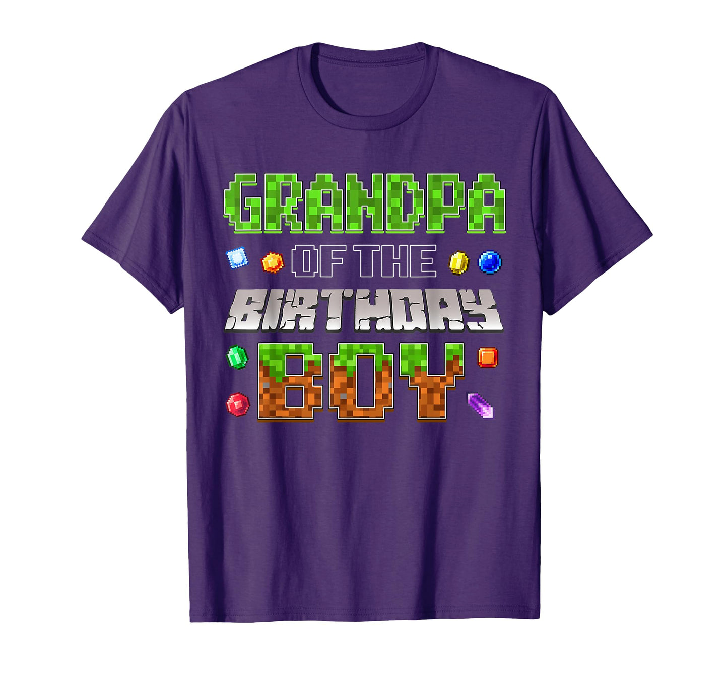 Grandpa Of The Birthday Boy Game Pixel Number Birthday Party T-Shirt