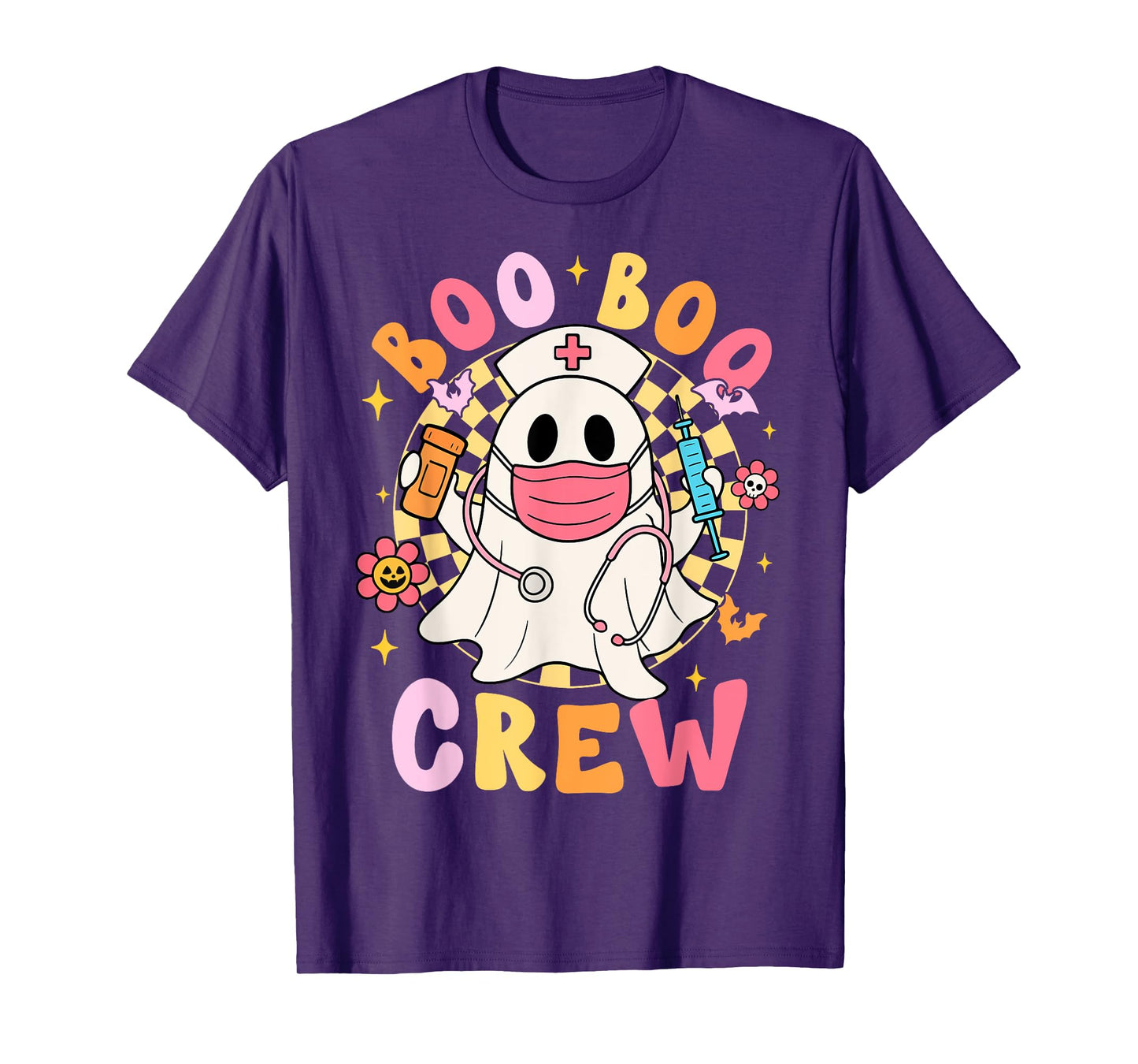 Groovy Boo Boo Crew Nurse Funny Ghost Women Halloween Nurse T-Shirt