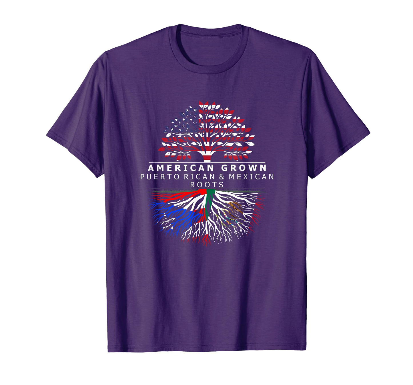 American Grown with Flag Heritage Puerto Rican Mexican Roots T-Shirt