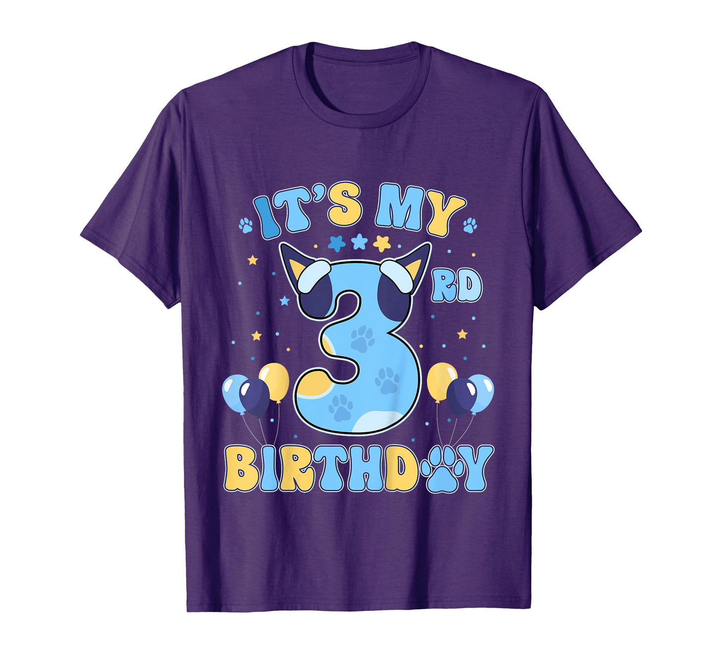 Kids Its my 3rd Birthday Boy Blue Dog Theme Party Cool 3 Year Old T-Shirt