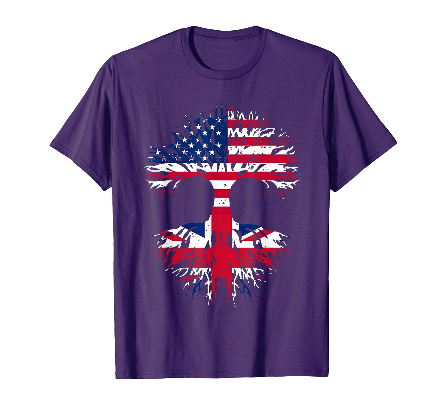 British Roots American Grown Tree USA Flag United Kingdom Women Men T-Shirt