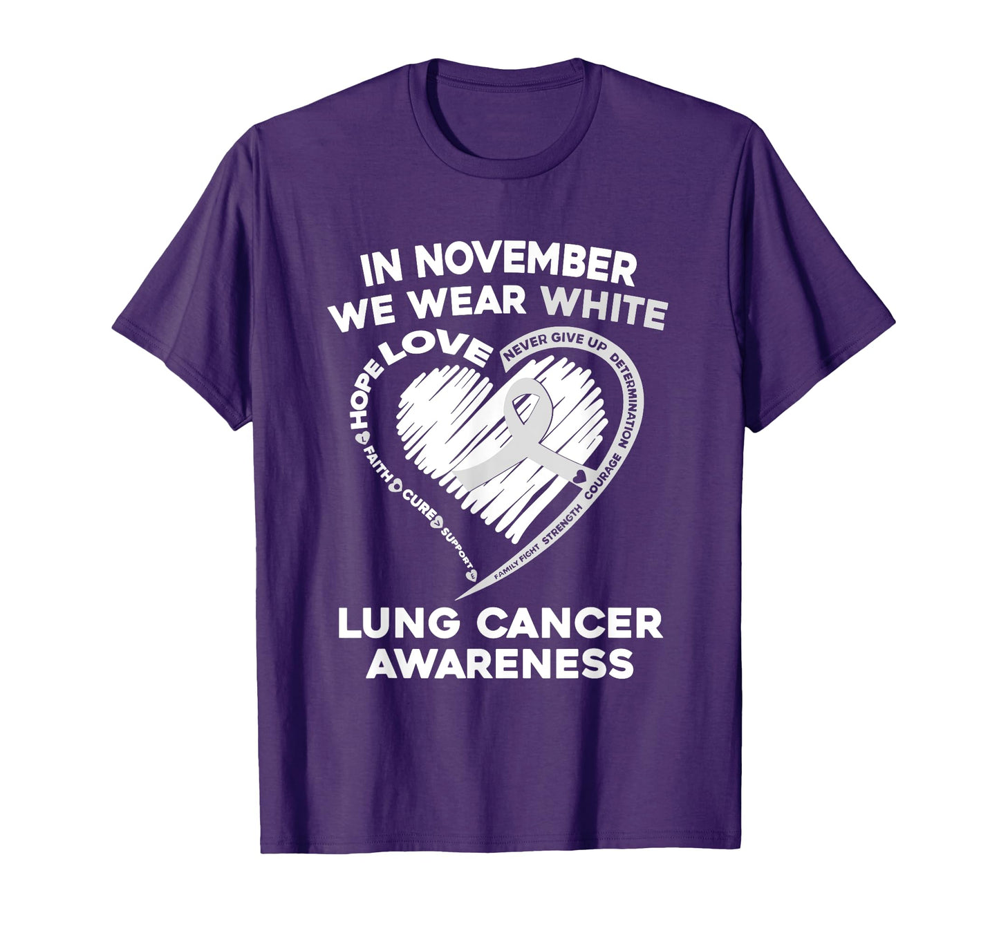 In November We Wear White Lung Cancer Awareness Support T-Shirt