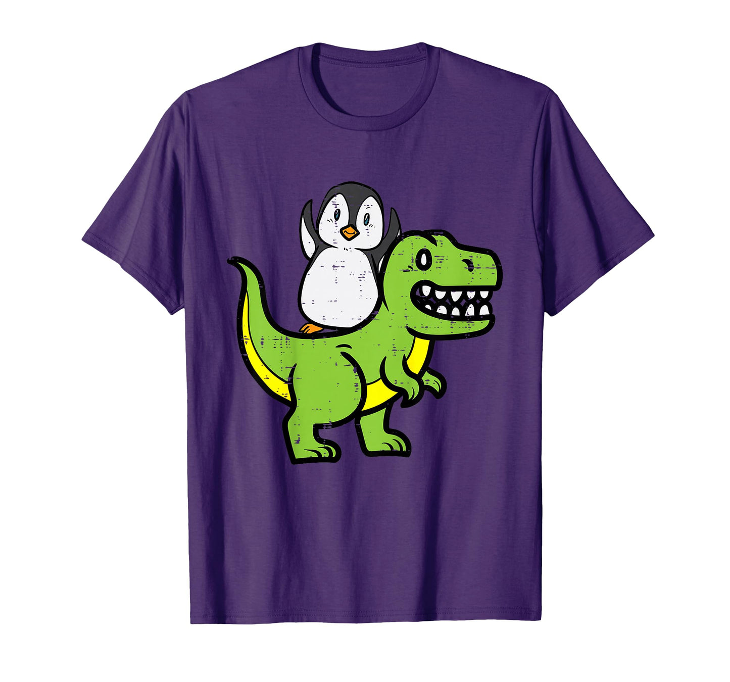 Kids Penguin Riding Dinosaur Trex Cute Boys Kids Toddler Youth T-Shirt