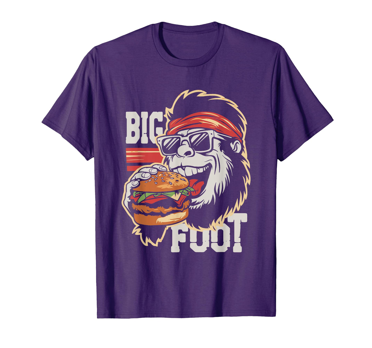 Bigfoot Eating Burger - Funny Hamburger Sasquatch Lover T-Shirt