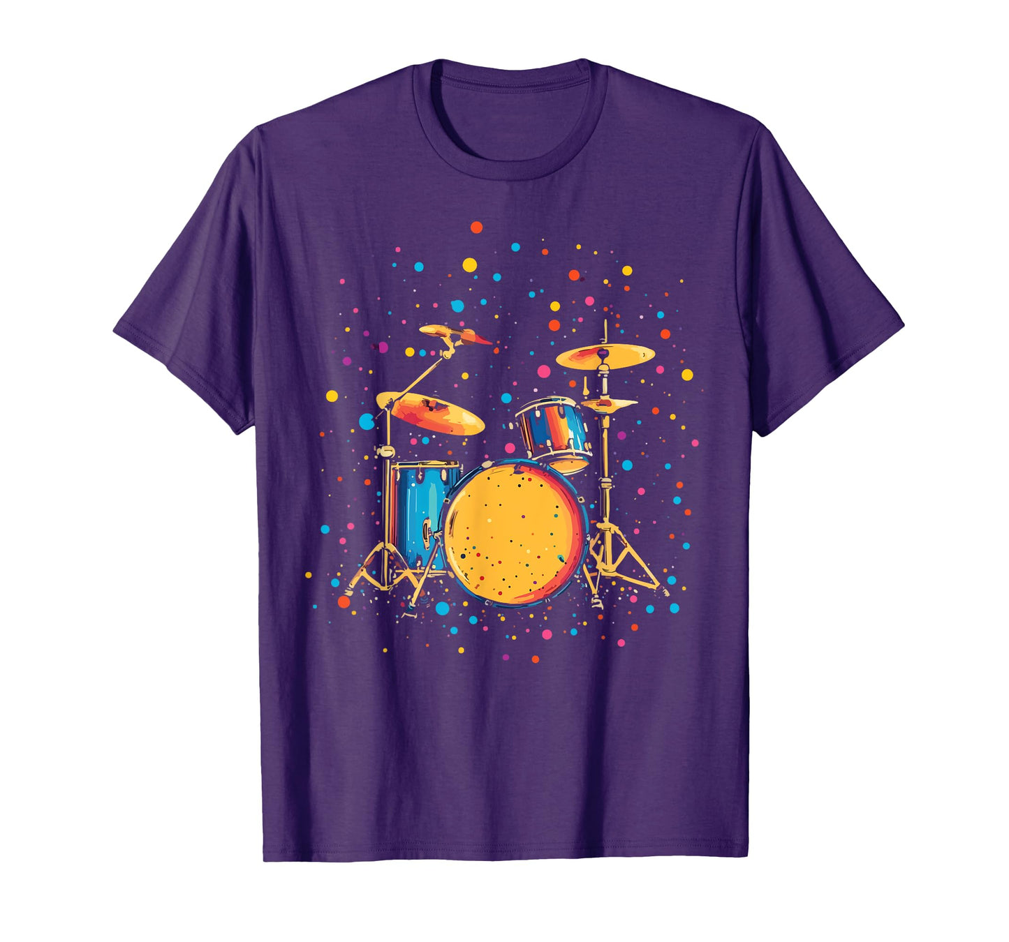 Polka Dots Pop Art Drum Set Funny Drummer Musician Music T-Shirt