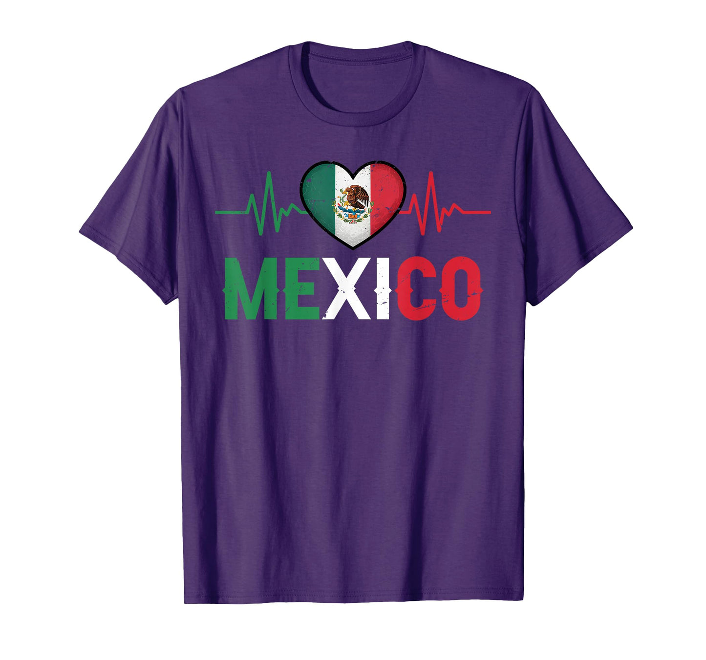 Mexico Flag Mexican Pride Heartbeat EKG Pulse Mexico Emblem T-Shirt