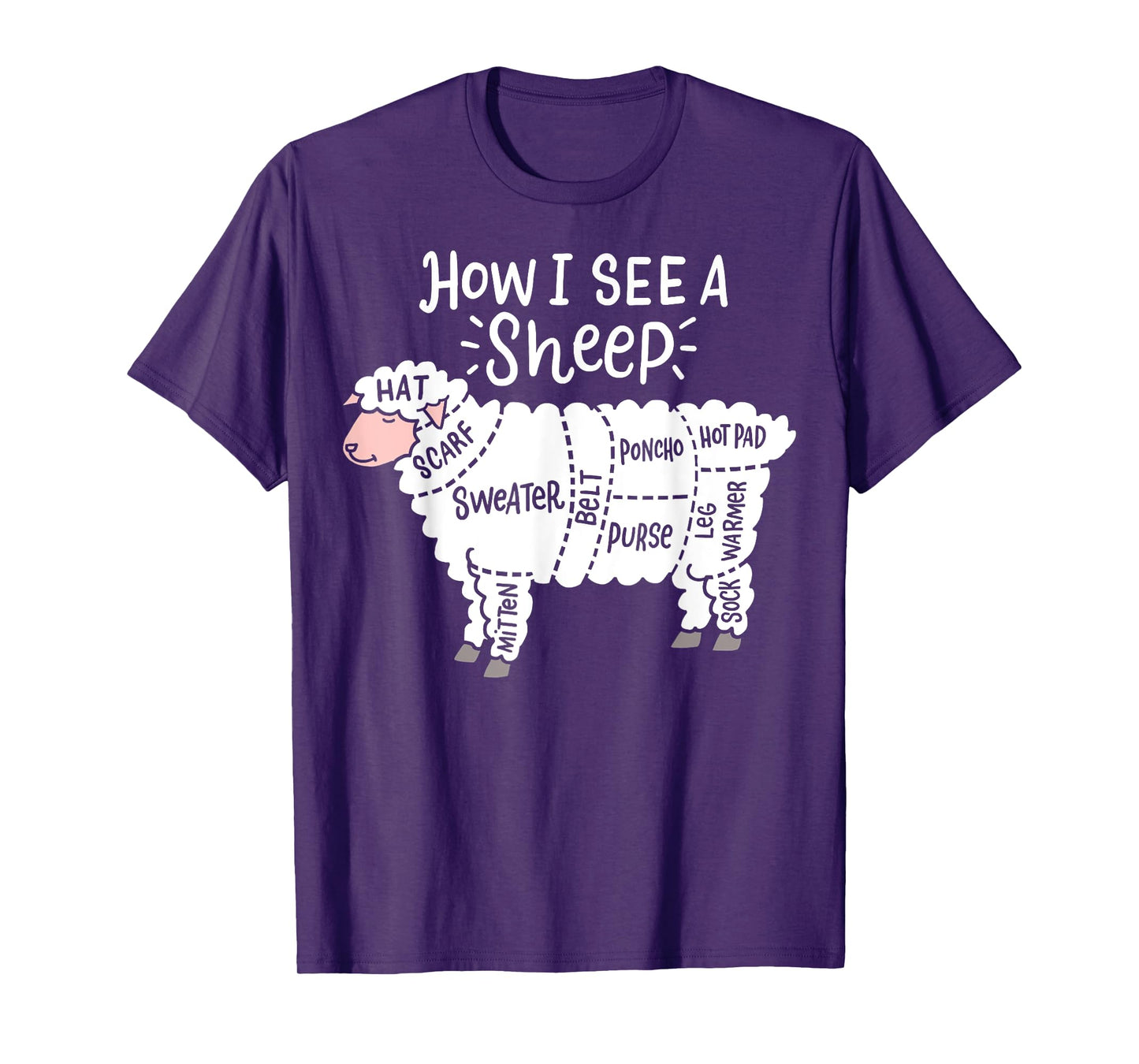Knitting How I See A Sheep Yarn Wool Knitter Sewing Quilter T-Shirt