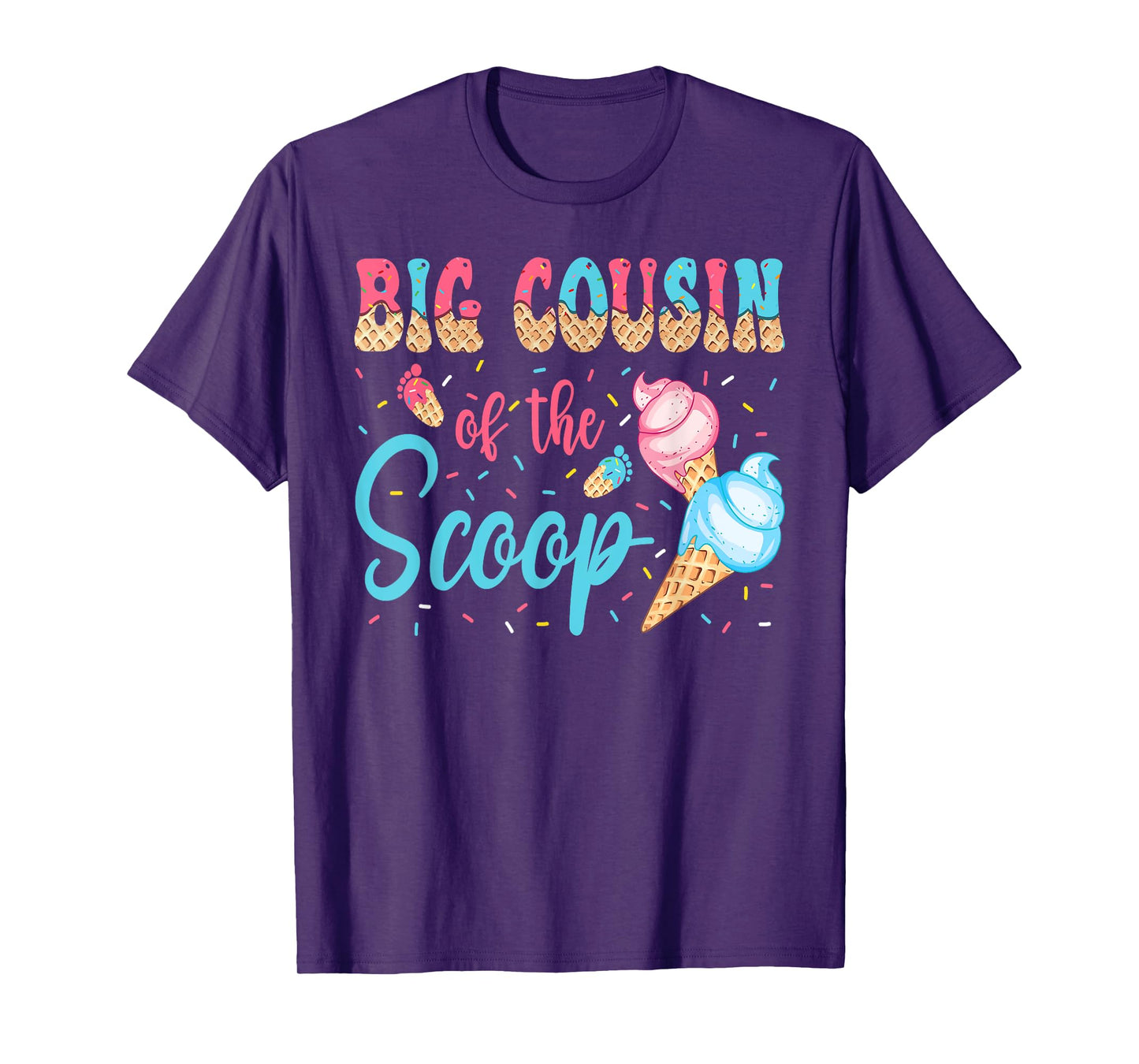Big Cousin Of The Scoop Ice Cream Gender Reveal Baby Shower T-Shirt