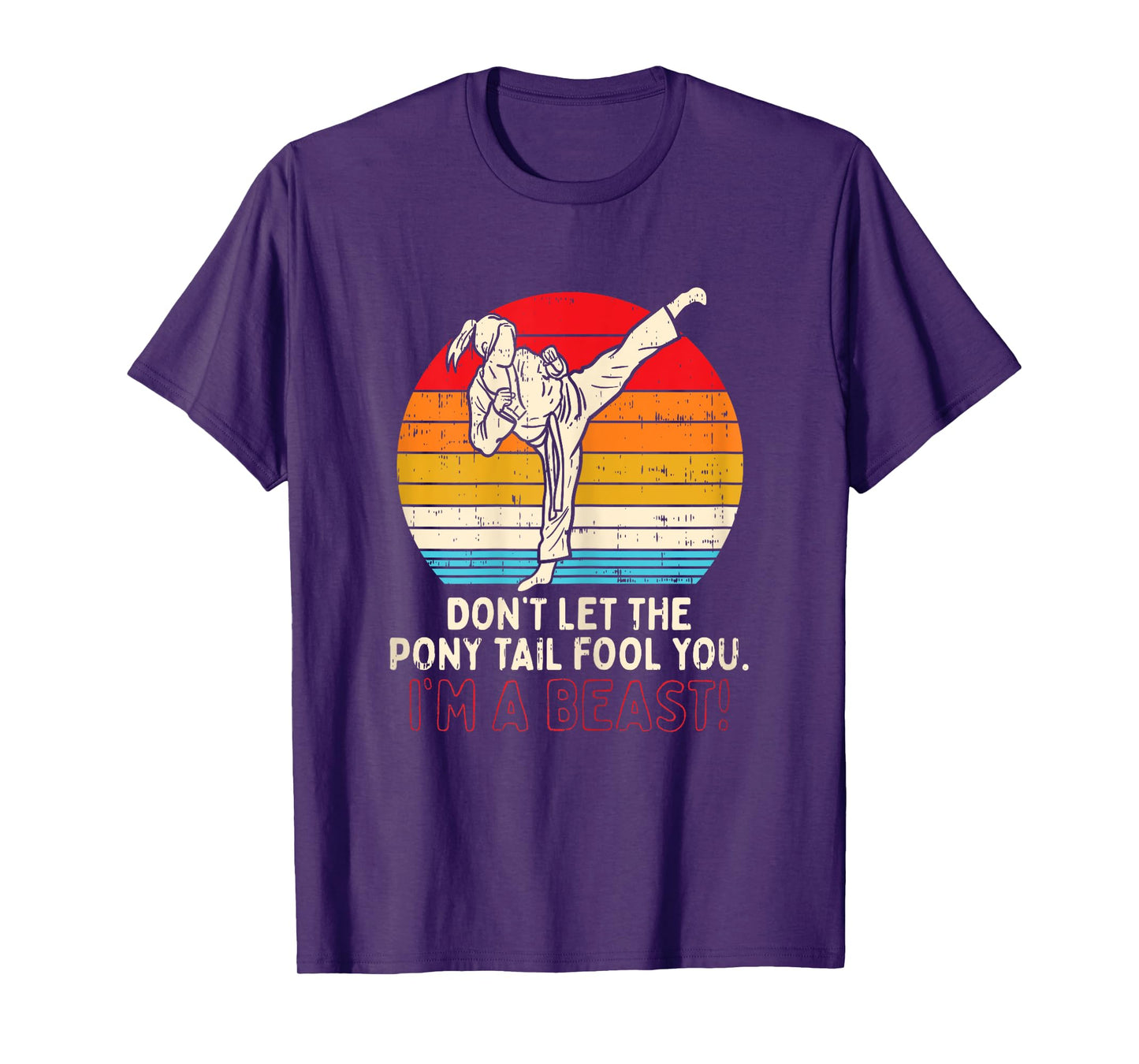 BoredKoalas Dont Let Ponytail Fool You Girl Kick Karate T-Shirt - Black, X-Small