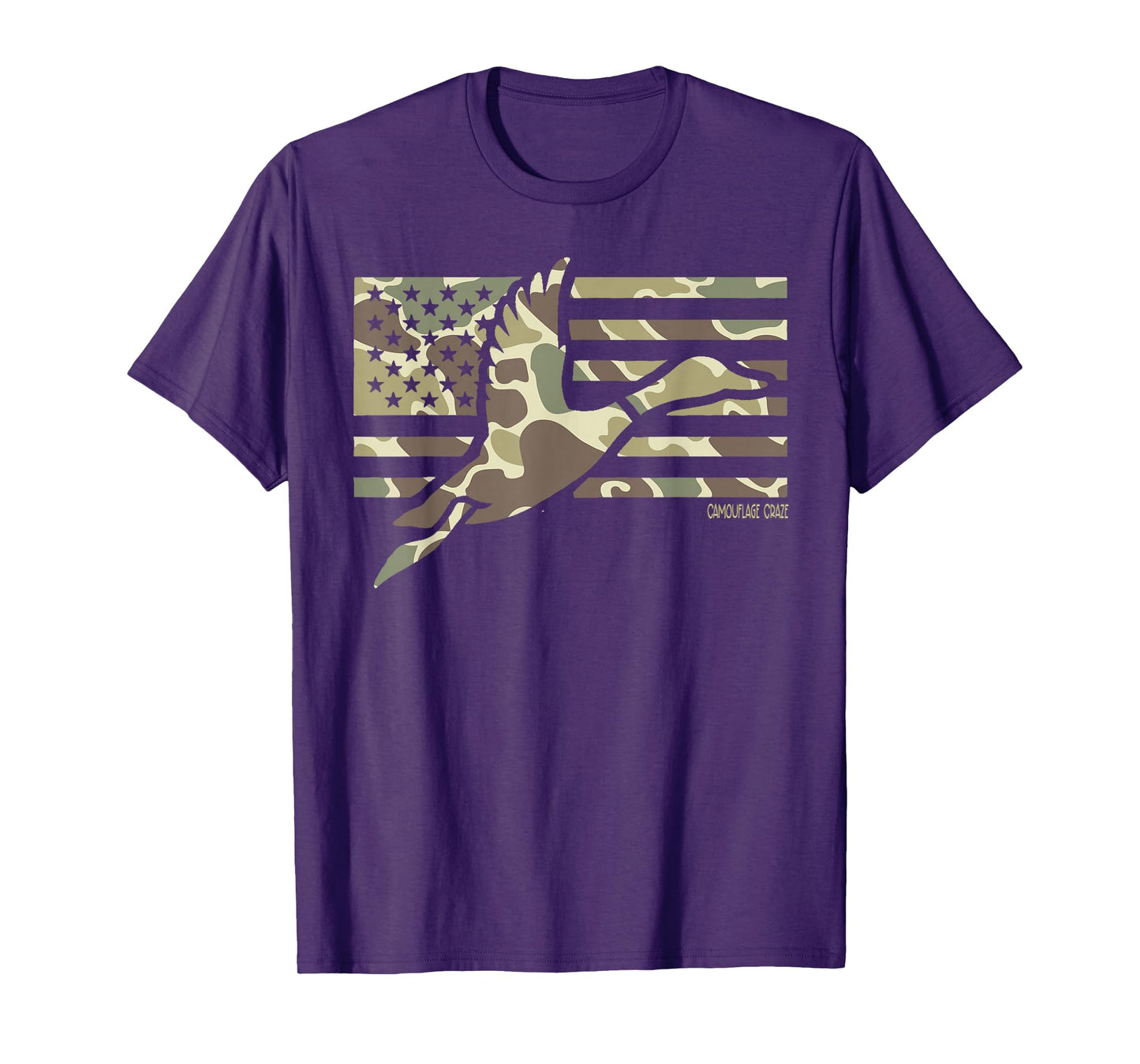 Camo Patriotic Mallard Duck Camouflage Flying Duck Hunting T-Shirt