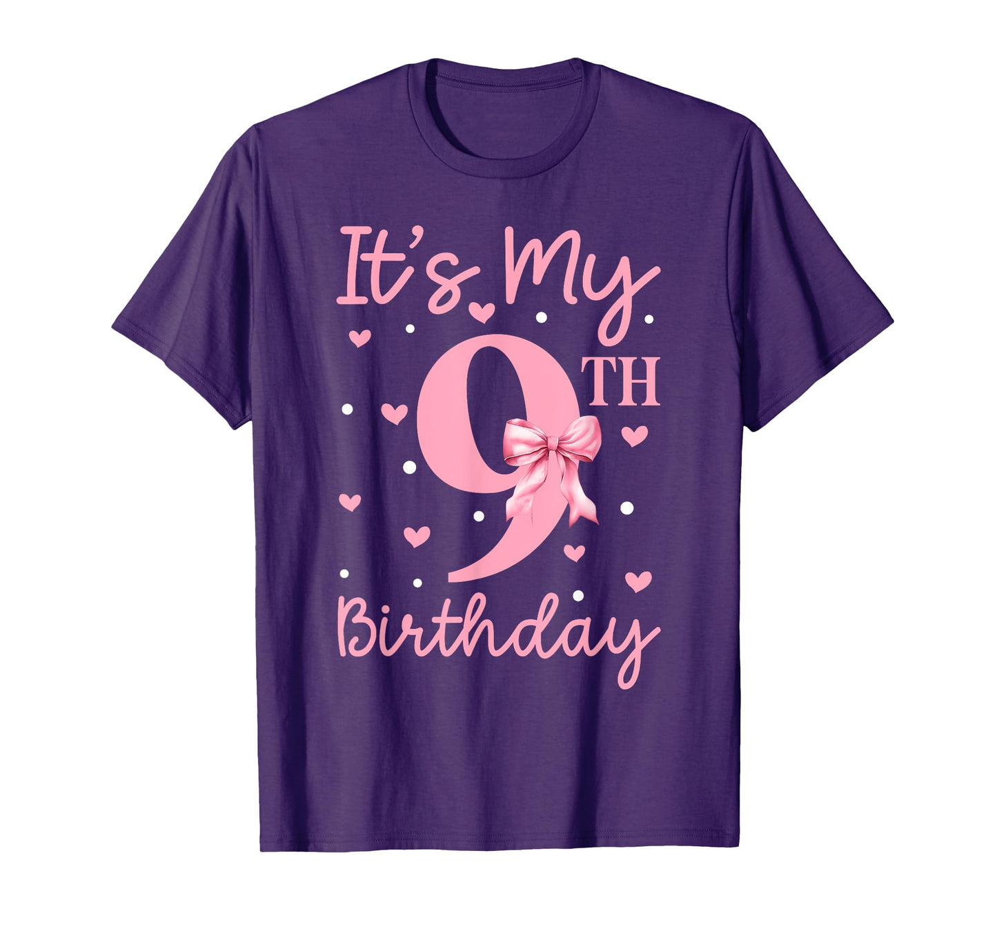 It's My 9th Birthday Kid Girl Coquette Bow 9 Years Old Girls T-Shirt