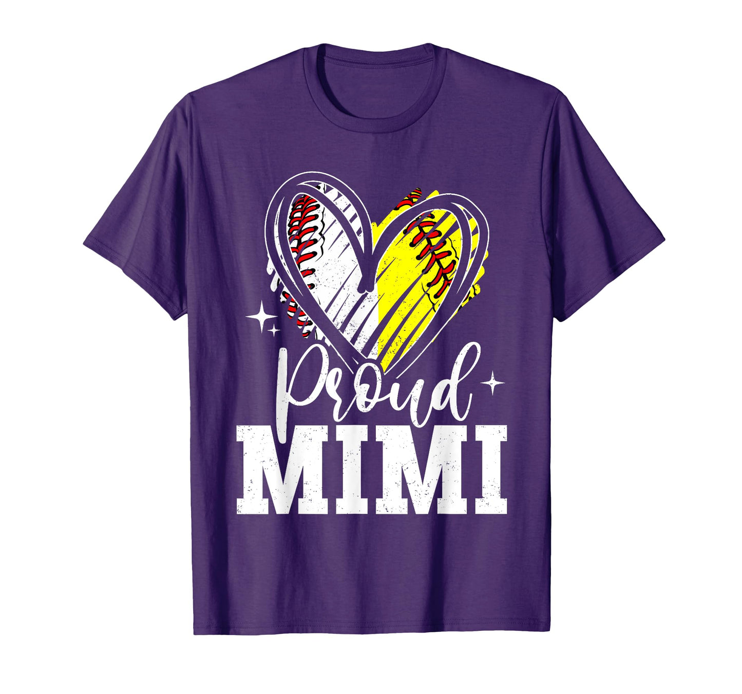 Proud Mimi Baseball Softball Heart Mimi Of Both Grandma T-Shirt
