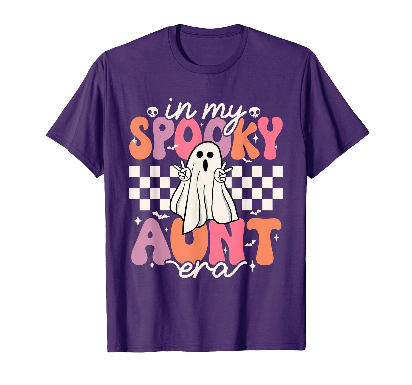 Groovy In My Spooky Aunt Era Retro Auntie Halloween Ghost T-Shirt