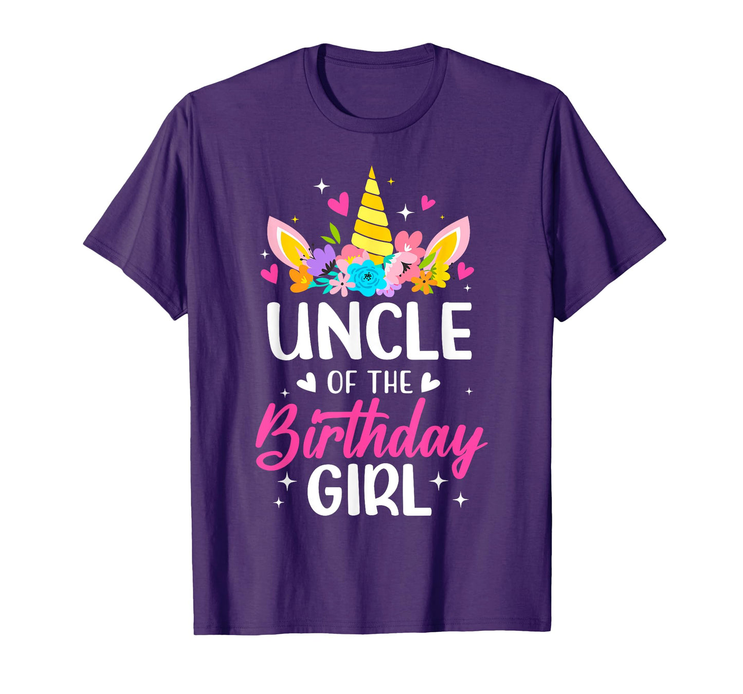 Uncle Of The Birthday Girl Unicorn Bday Party Family T-Shirt