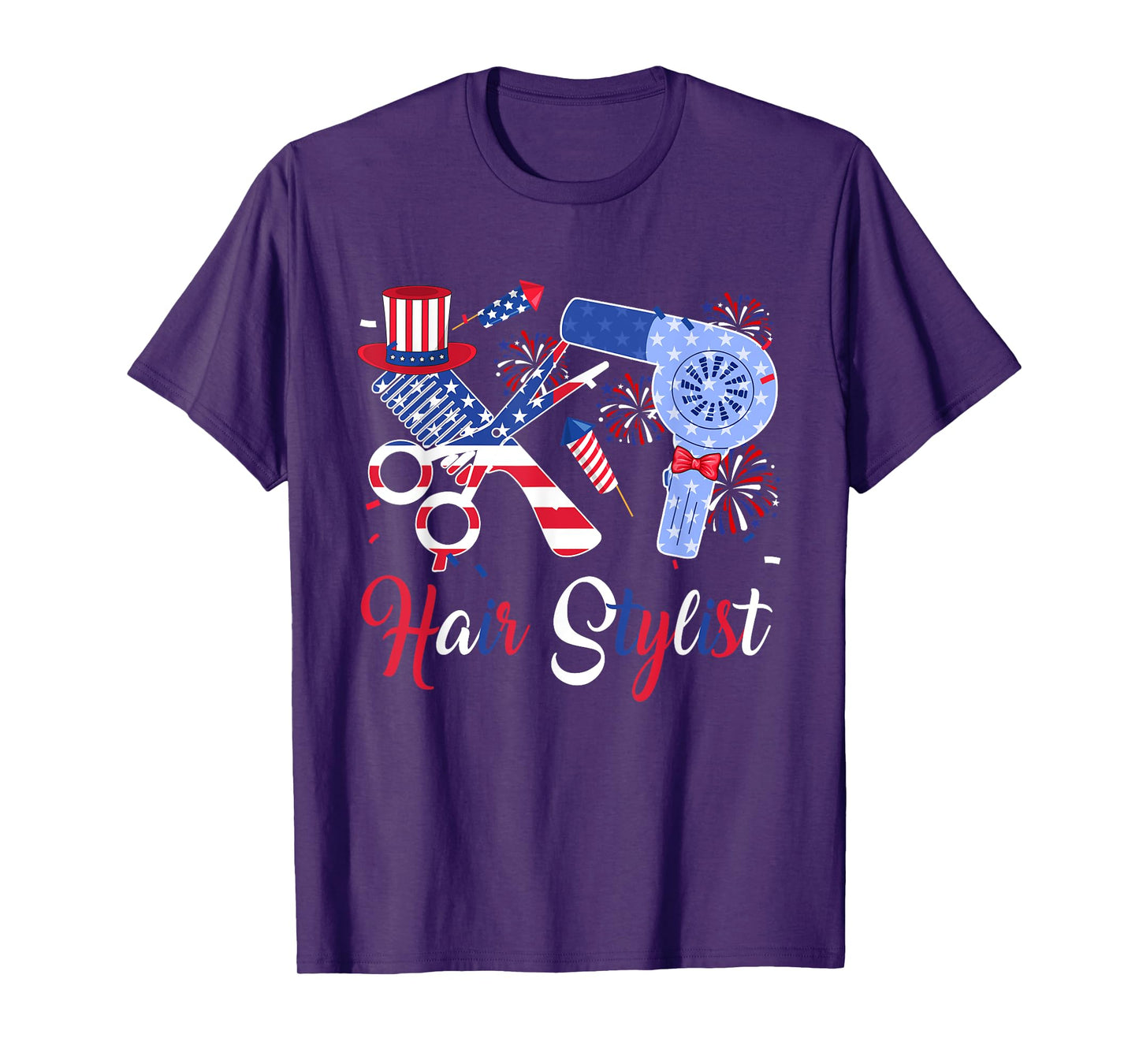 Hair Stylist Costume Tools As American Flag 4th July Women Men T-Shirt
