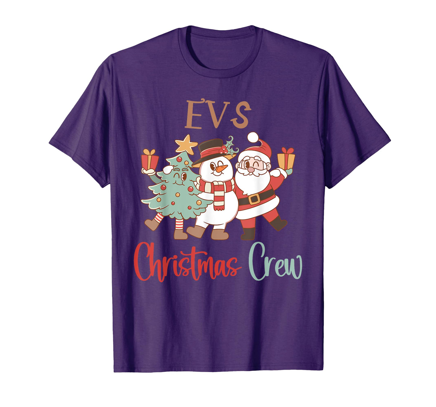 EVS Christmas Crew Santa Snowman Environmental Services Team T-Shirt