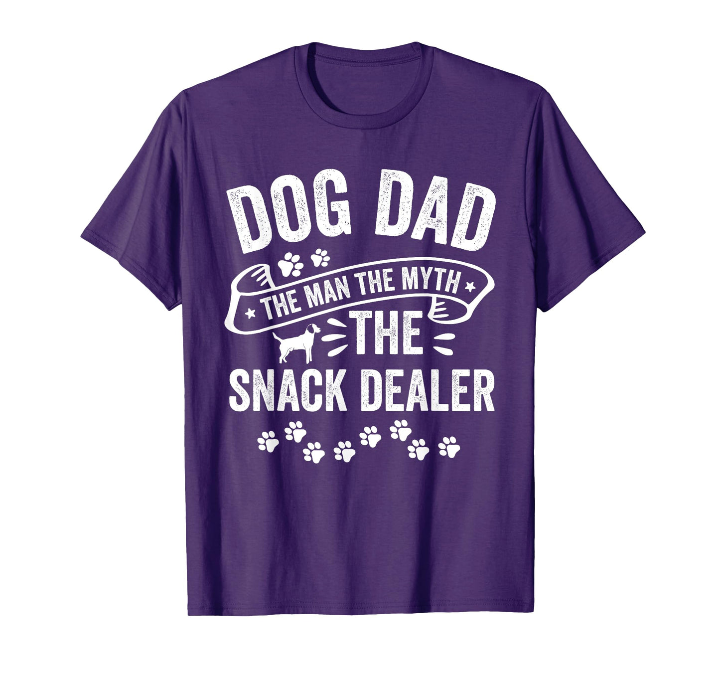 Dog Dad Man Myth Snack Dealer Funny Paw Dog T-Shirt