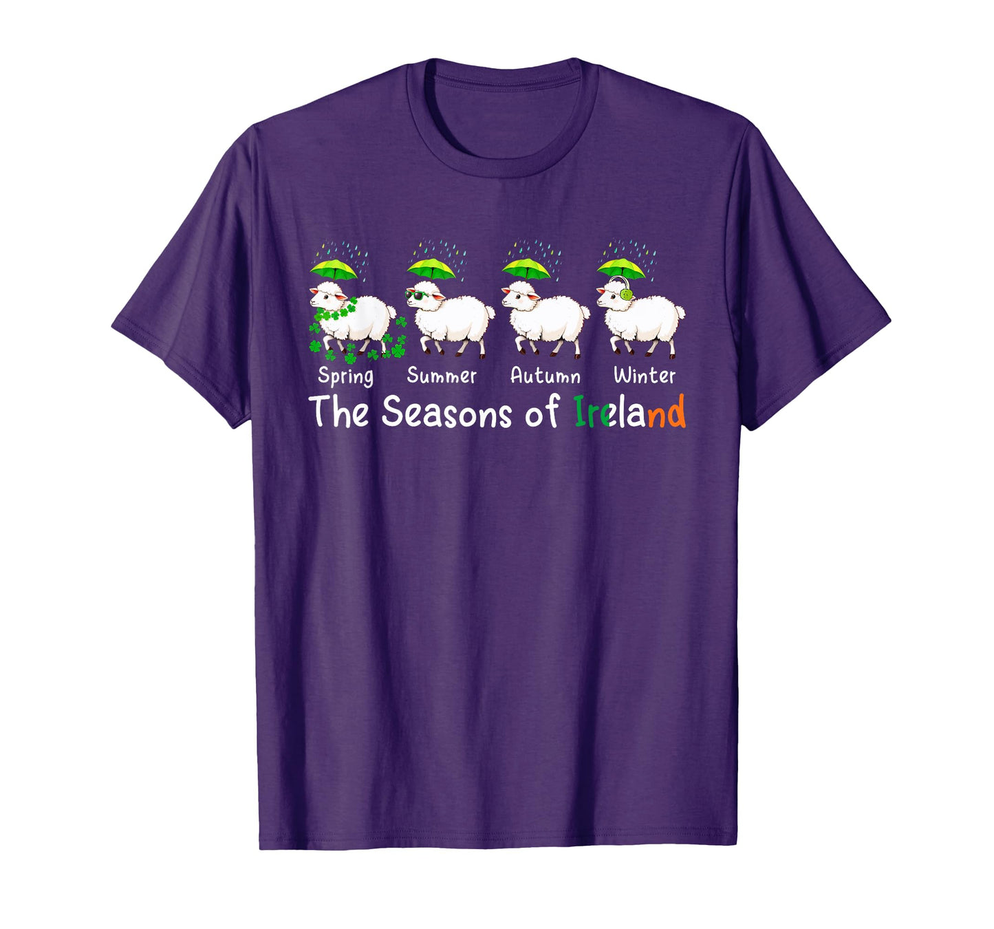The Seasons Patrick's Day Ireland Four Cute Sheep Shamrocks T-Shirt