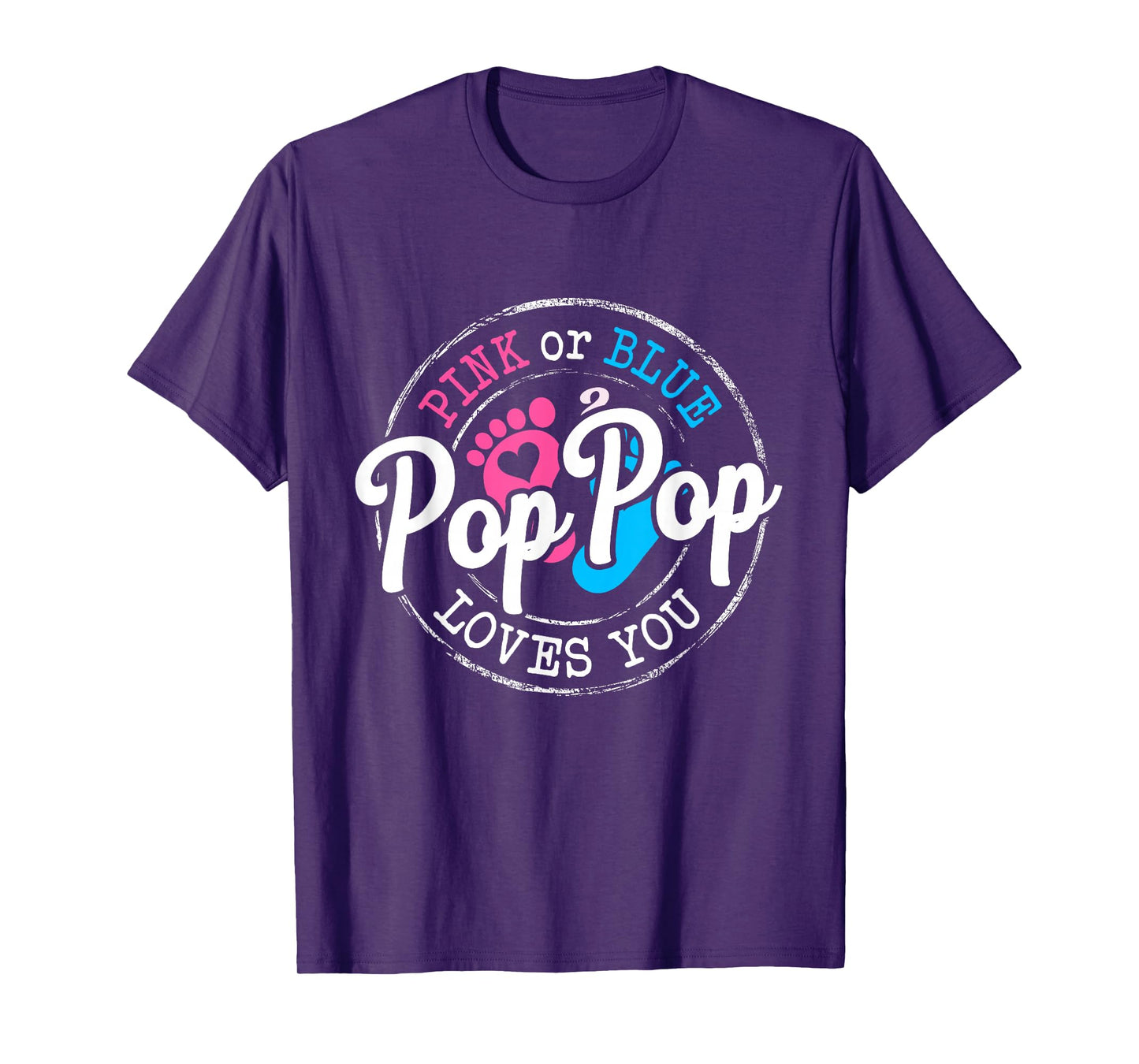 Pink or Blue Pop Pop Loves You Gender Reveal Family T-Shirt