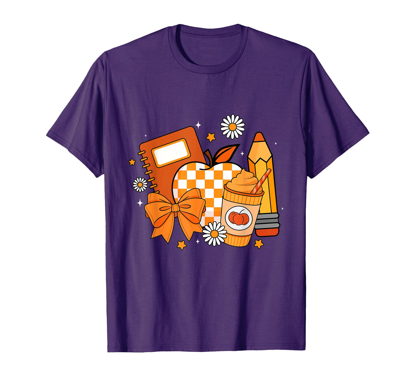 Retro Coquette Bow Pencil Teacher Fall Season Thanksgiving T-Shirt