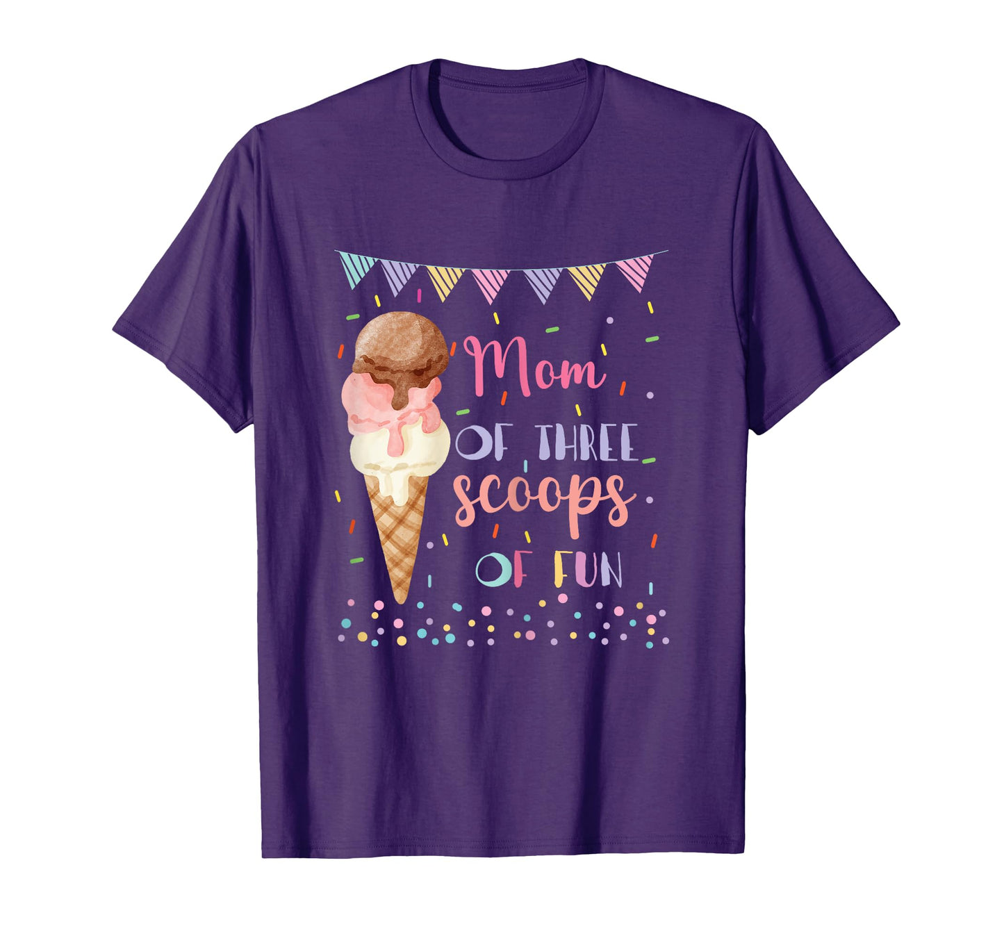 Mom Mommy Ice Cream Third Birthday Three Scoops Of Fun T-Shirt
