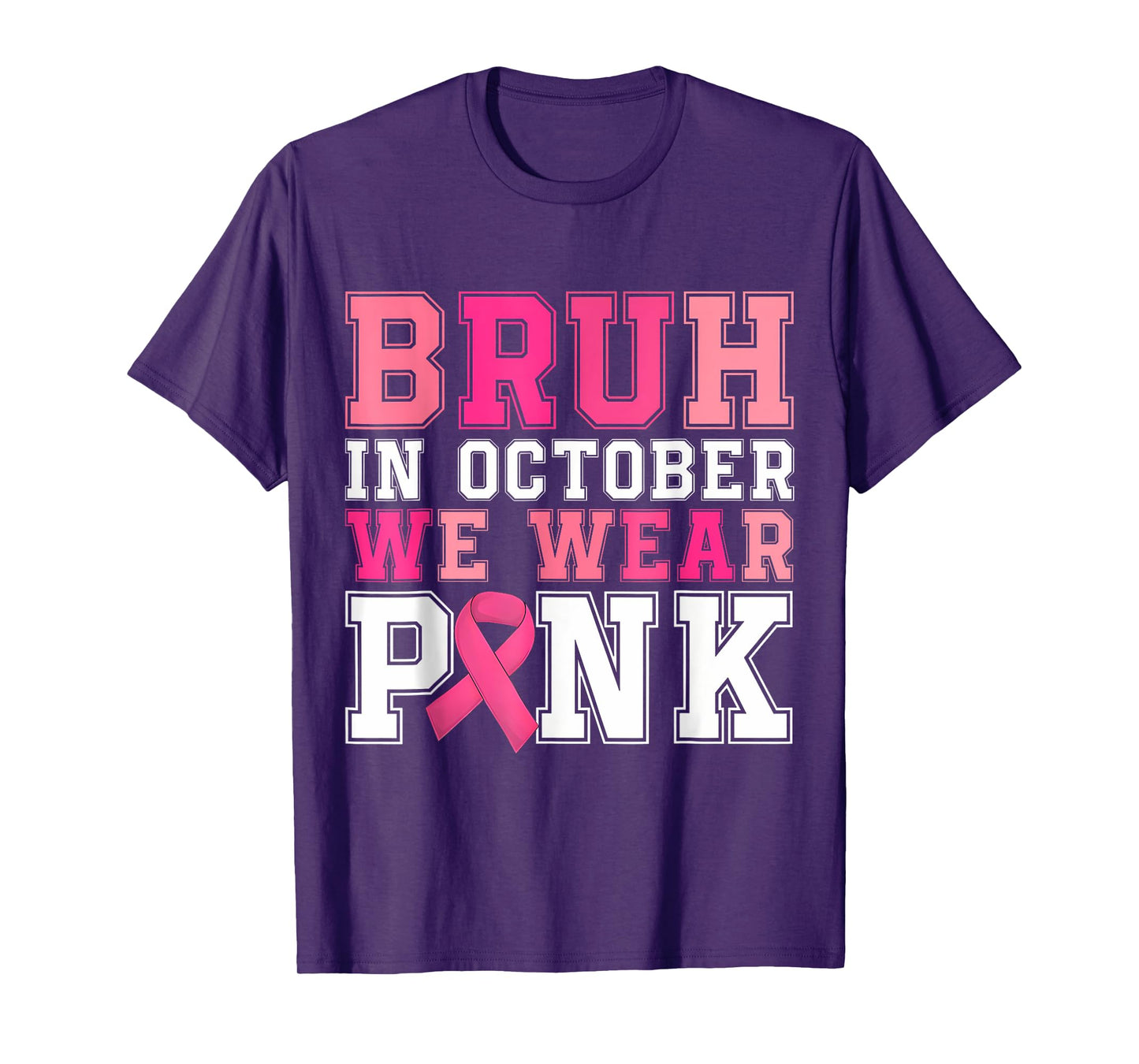 Bruh In October Wear Pink Breast Cancer Awareness Kids Boys T-Shirt
