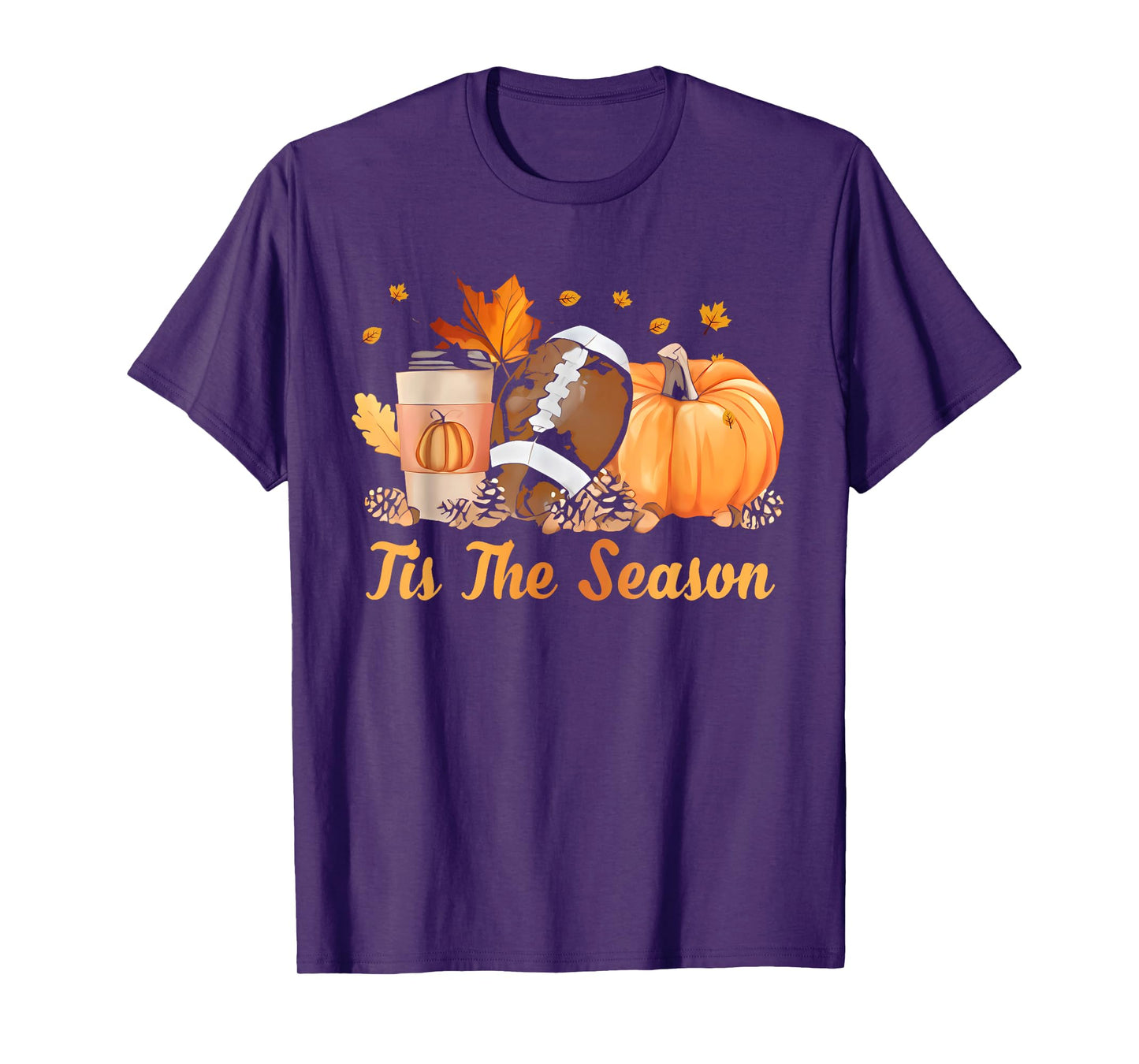 Tis The Season Football Coffee Latte Leaves Hello Pumpkin T-Shirt