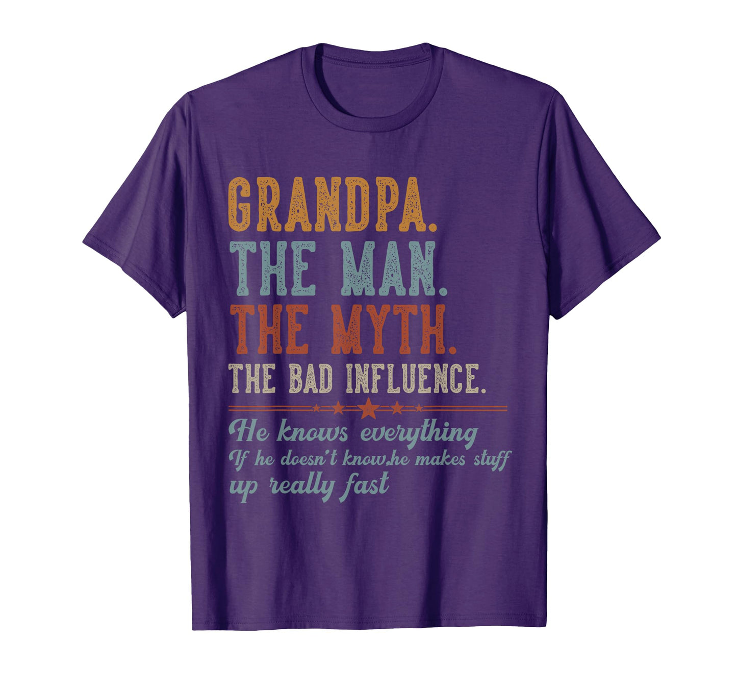 Mens Vintage Grandpa The Man The Myth The Bad Influence Gifts Dad T-Shirt