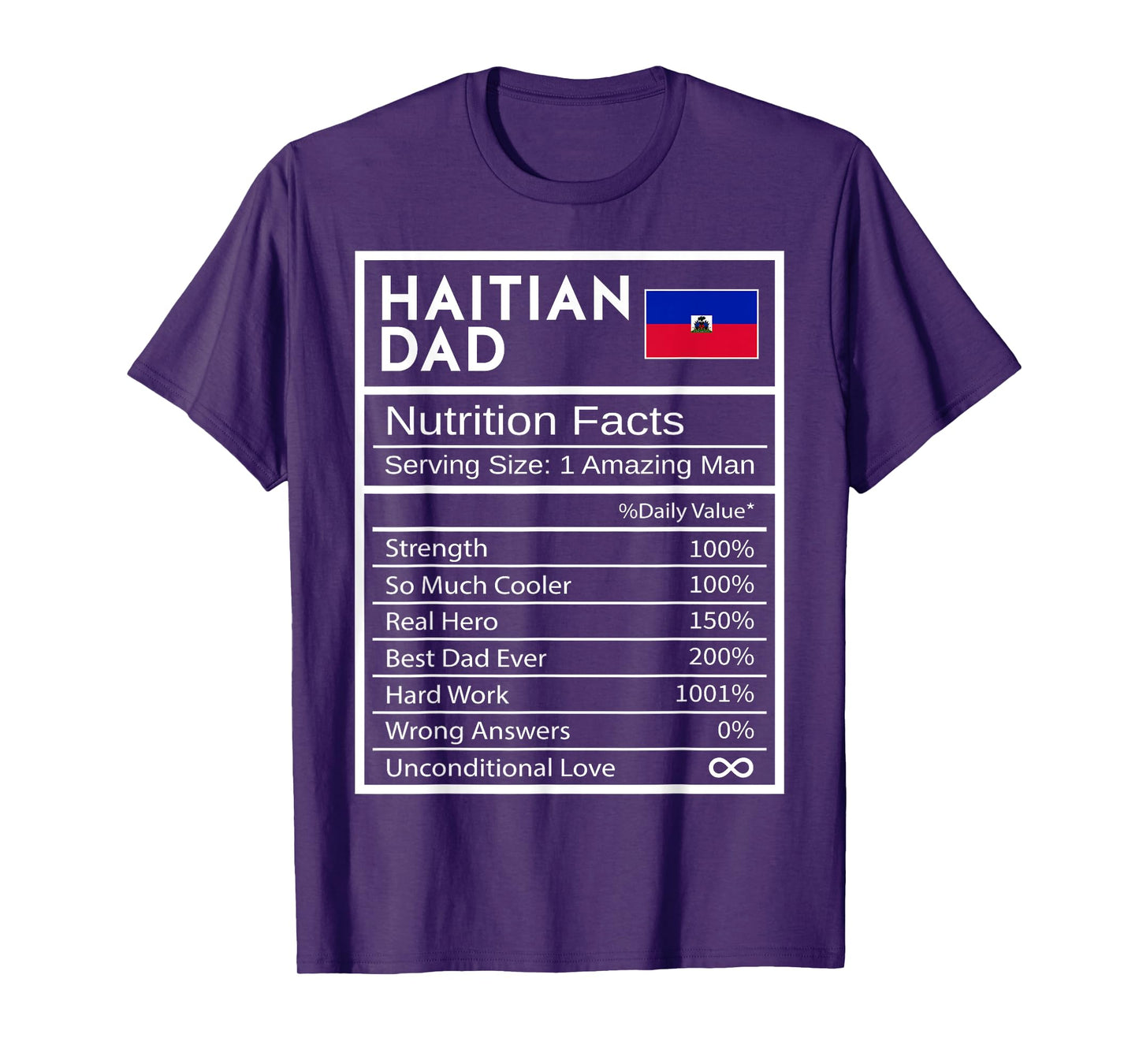 Haitian Dad Nutrition Facts National Pride Gift For Dad T-Shirt