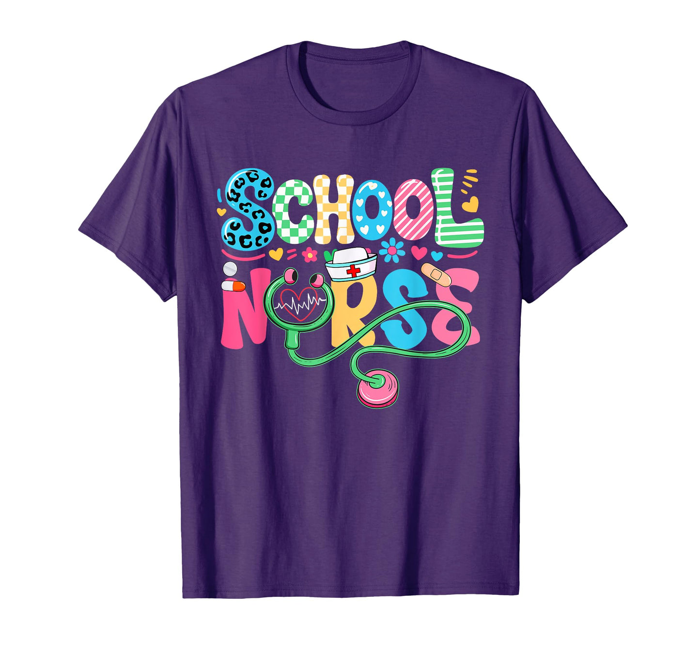 School Nurse Colorful Costume Back To School Nursing Job T-Shirt
