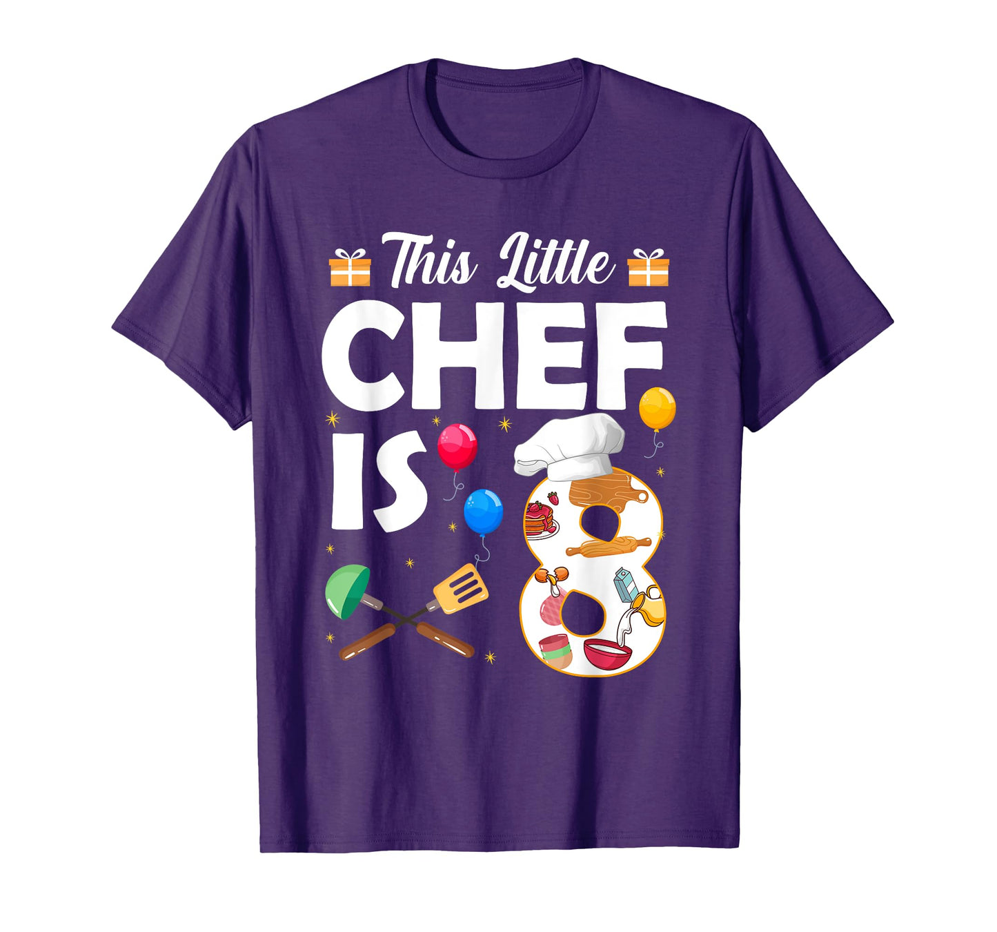 This Little Chef Is 8 Year Old Birthday Chef Cook 8th T-Shirt