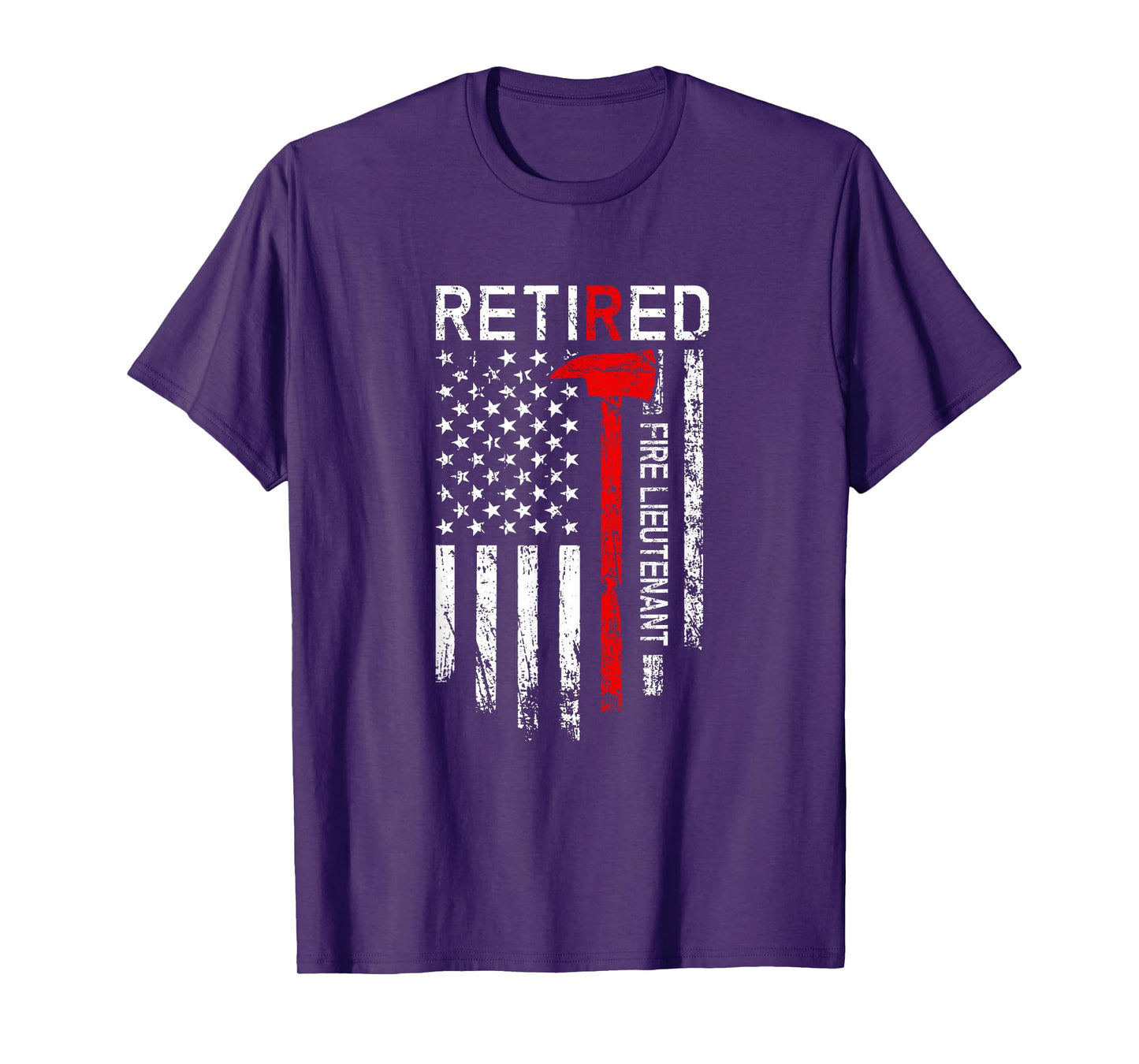Retired Fire Lieutenant Firefighter Retirement US flag T-Shirt