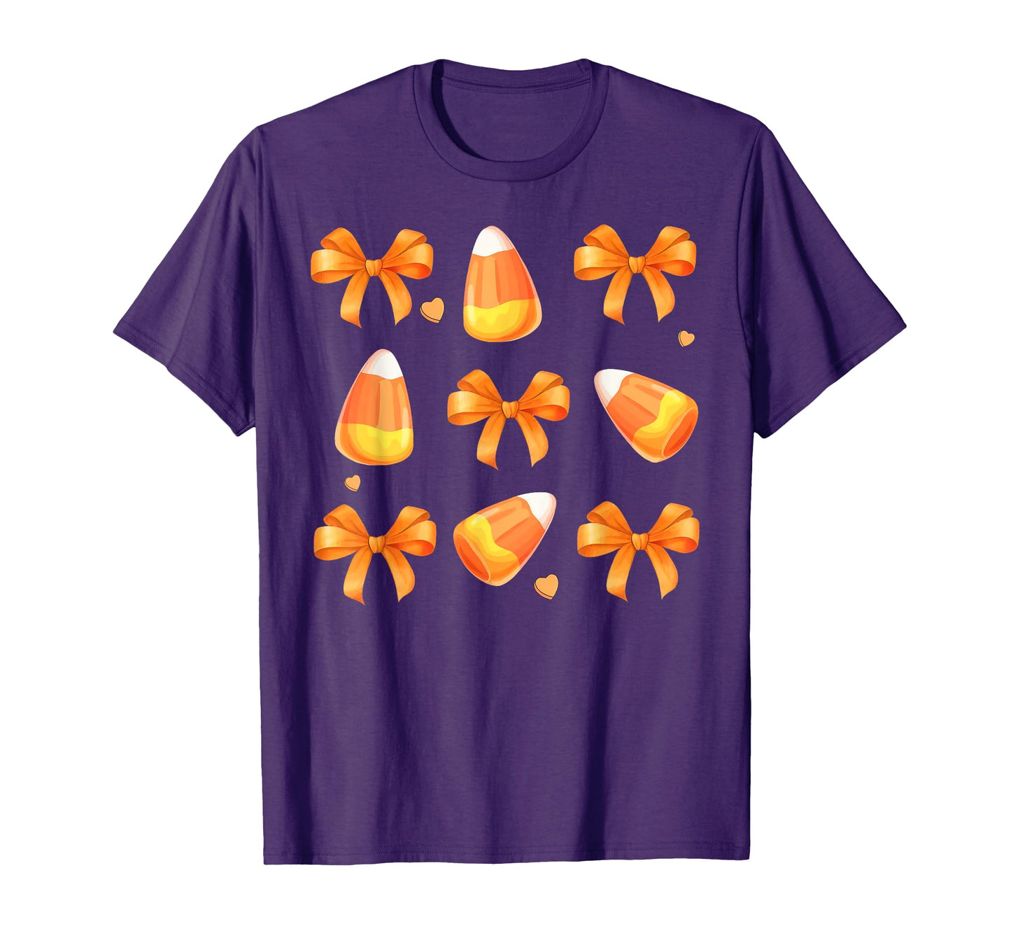 Coquette Bow Candy Corn Retro Halloween Women Kids T-Shirt