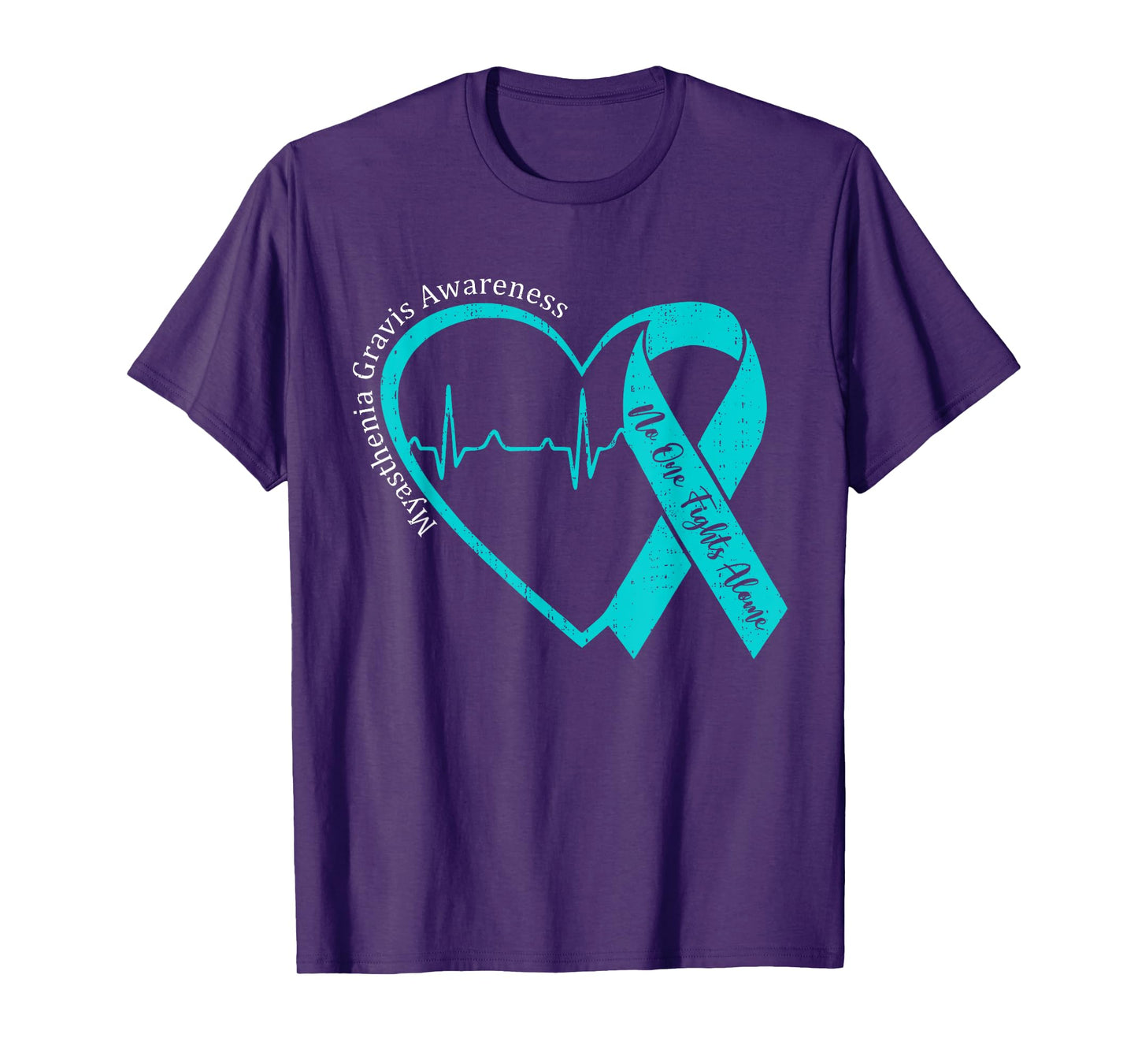 Myasthenia Gravis Awareness Heart Teal Ribbon MG Awareness T-Shirt
