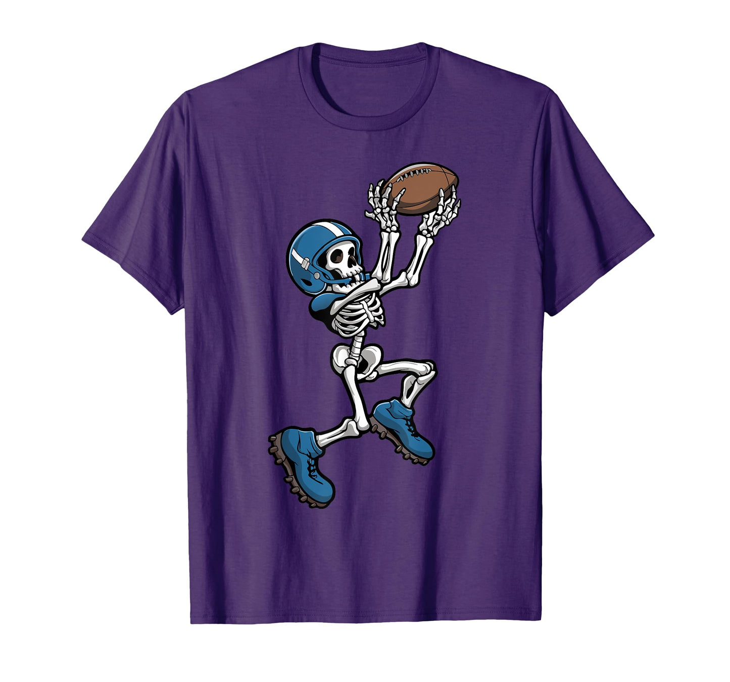 Skeleton Football Halloween Men Boys Women Football Fan T-Shirt