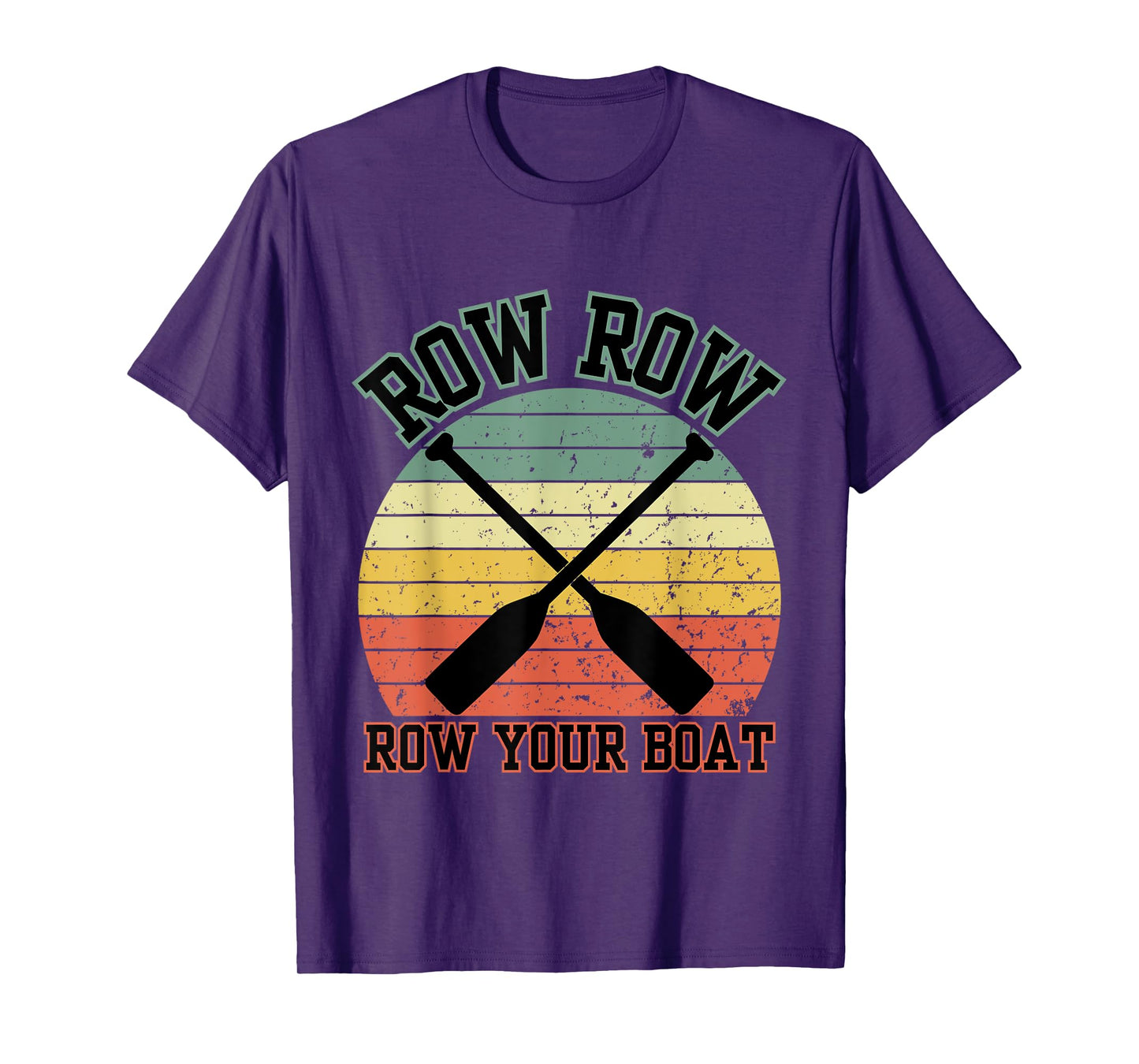 Retro Row Row Row Your Boat Athlete Rowing Crew Sunset Rower T-Shirt