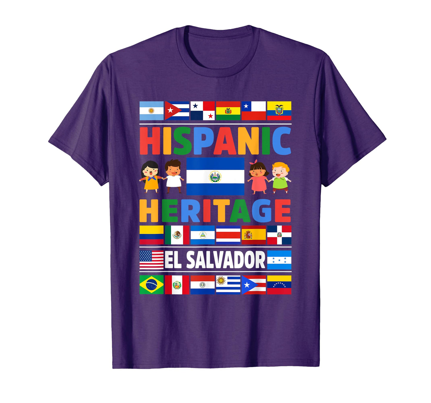 Hispanic Heritage Month El Salvador Flag Latino Kids T-Shirt