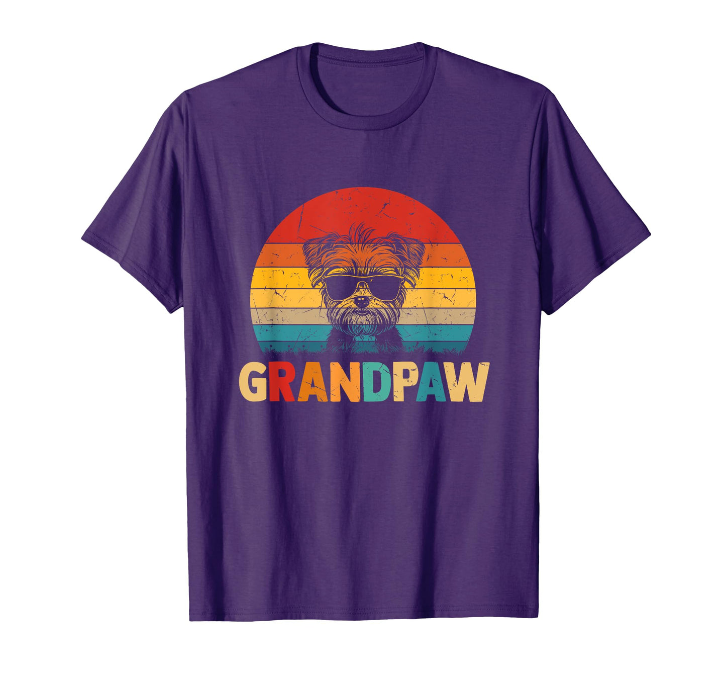 Funny Grandpaw Retro Vintage Morkie Lovers Grandpa Fathers T-Shirt